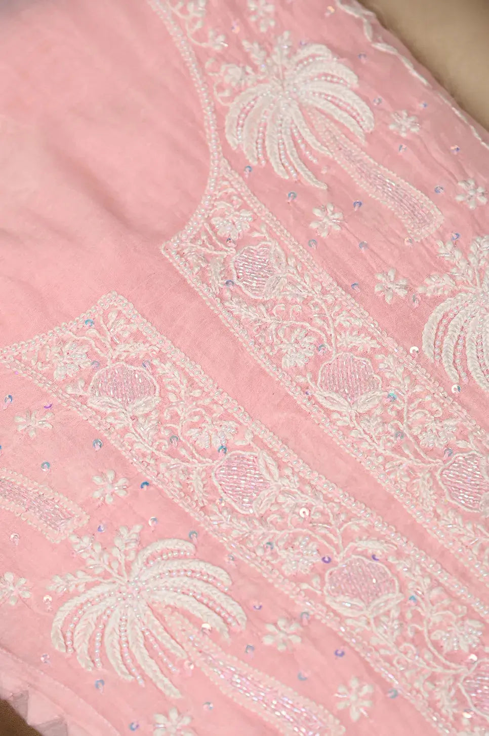 Mul Chanderi Anarkali - Baby Pink - ARIAA CHIKANKARI