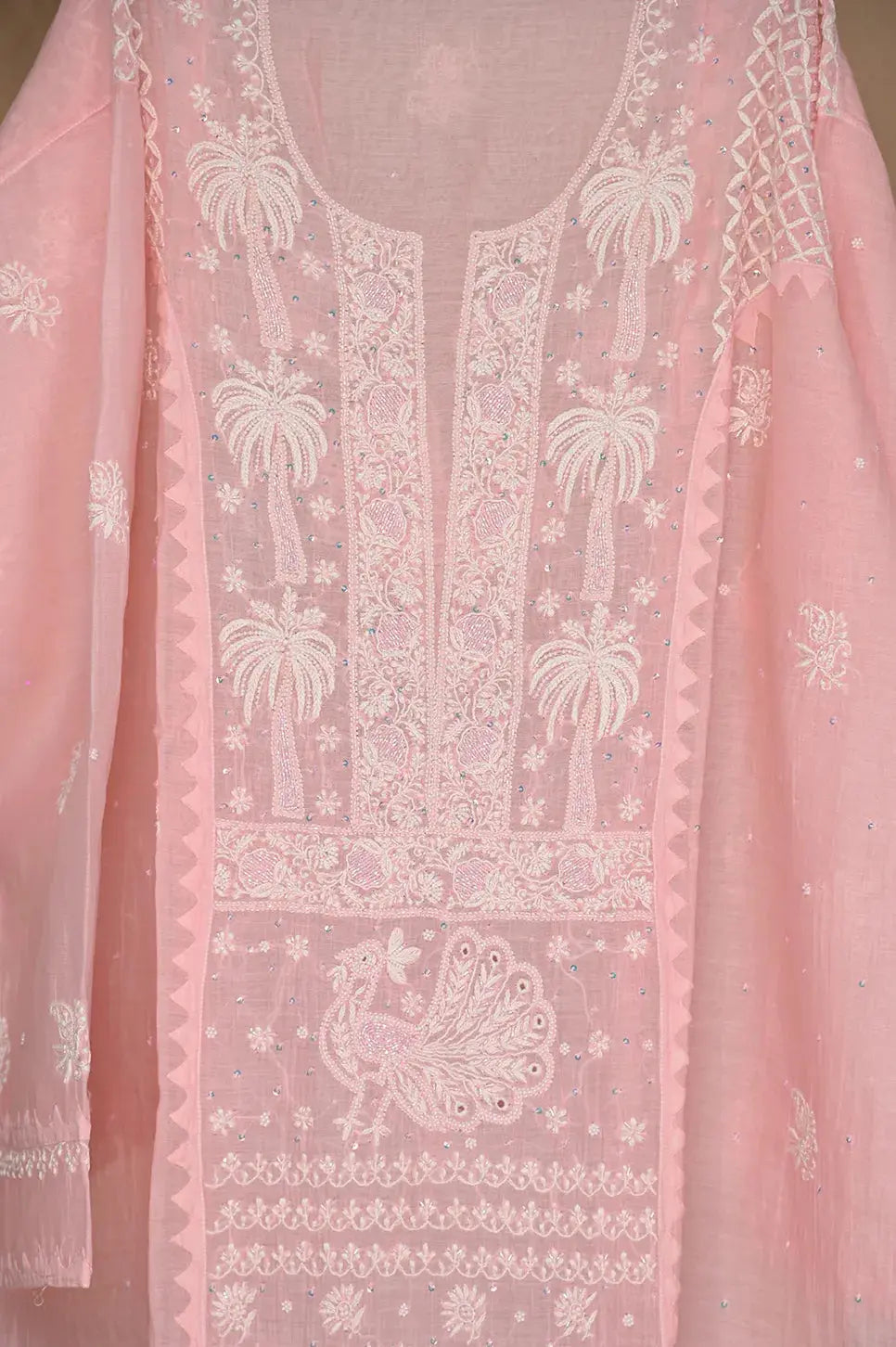 Mul Chanderi Anarkali - Baby Pink - ARIAA CHIKANKARI