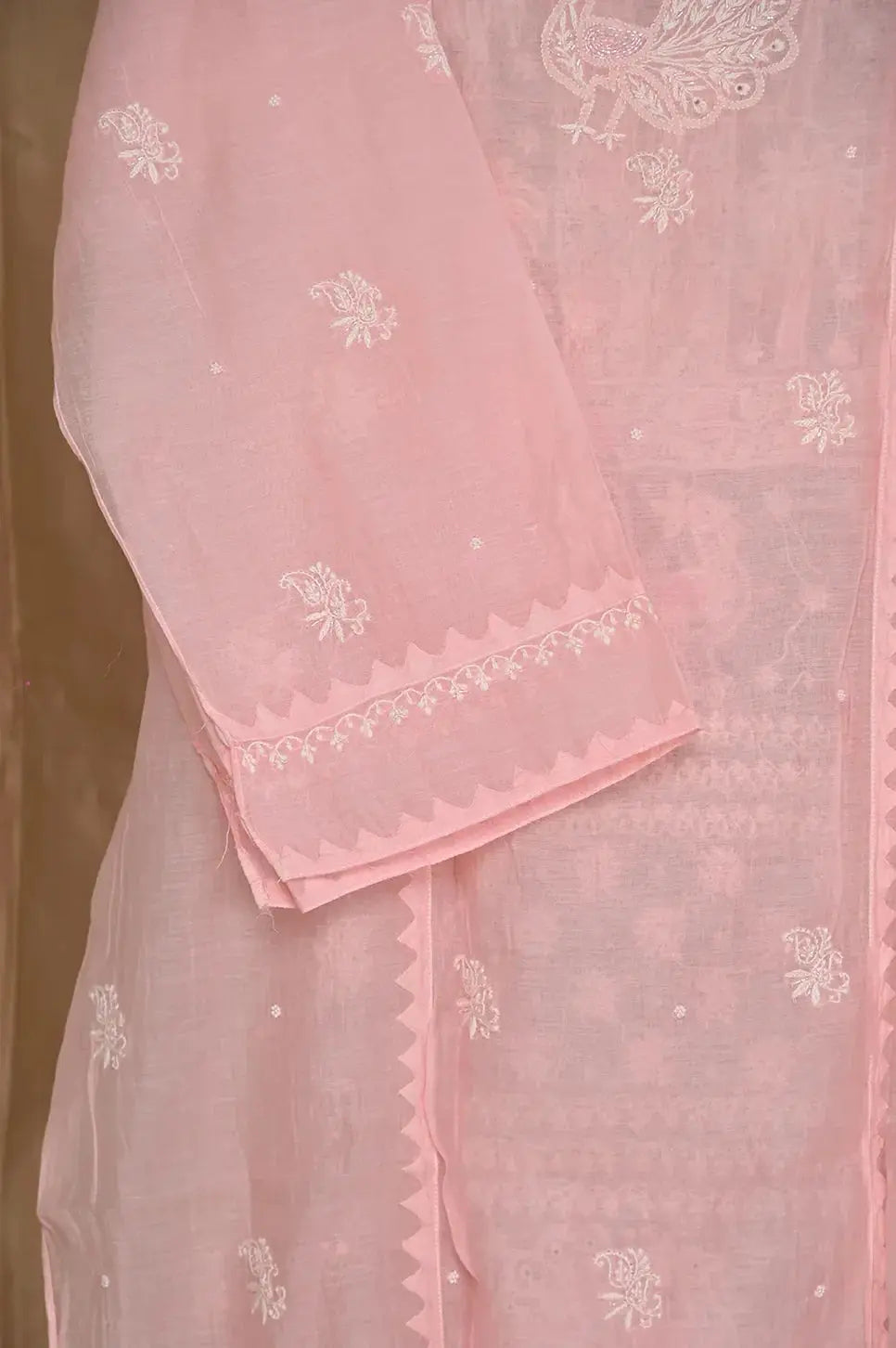 Mul Chanderi Anarkali - Baby Pink - ARIAA CHIKANKARI