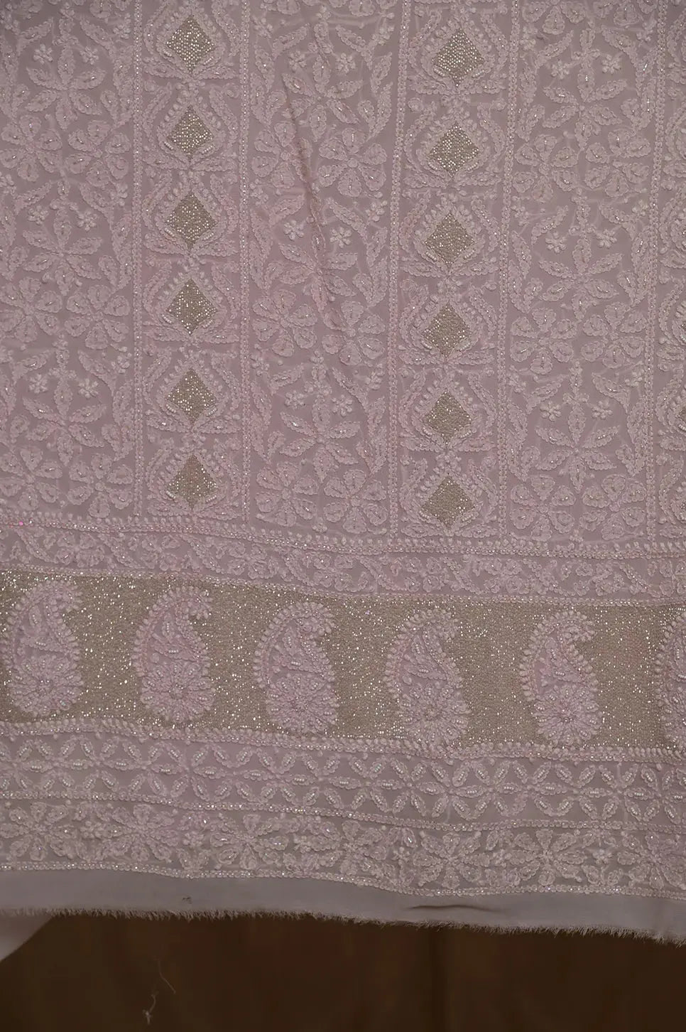 Viscose Length with Dupatta - Baby Pink 2 - Lucknawi Chikankari