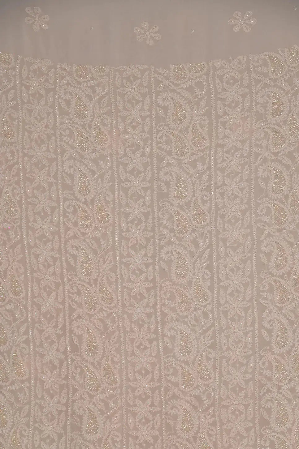 Viscose Length with Dupatta - Peach 3 - Lucknawi Chikankari