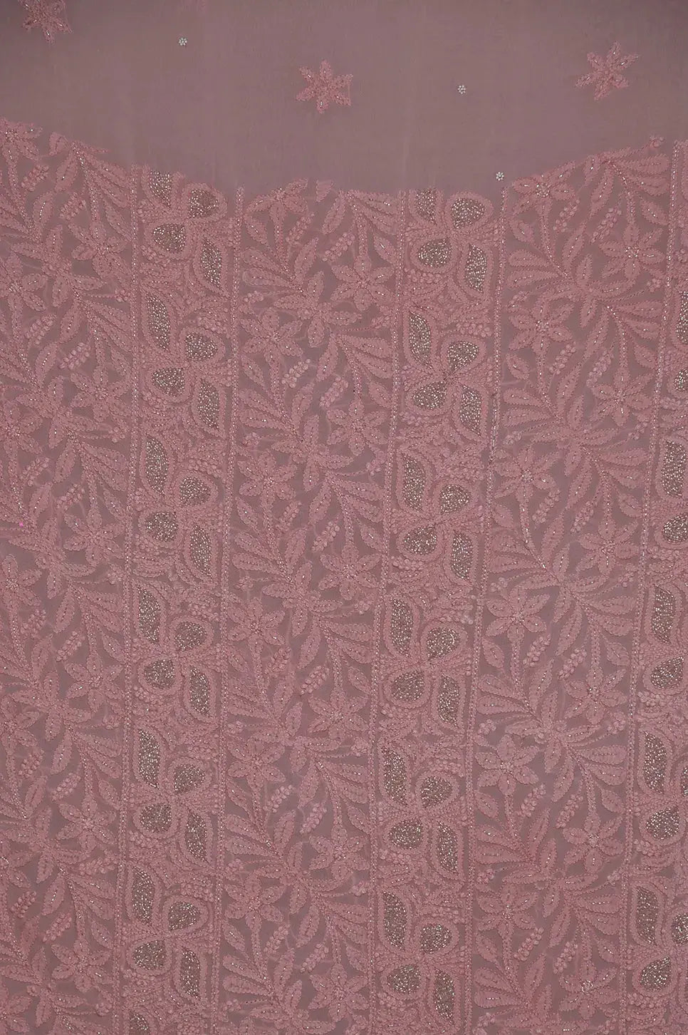 Viscose Length with Dupatta - Rosewood 2 - Lucknawi Chikankari