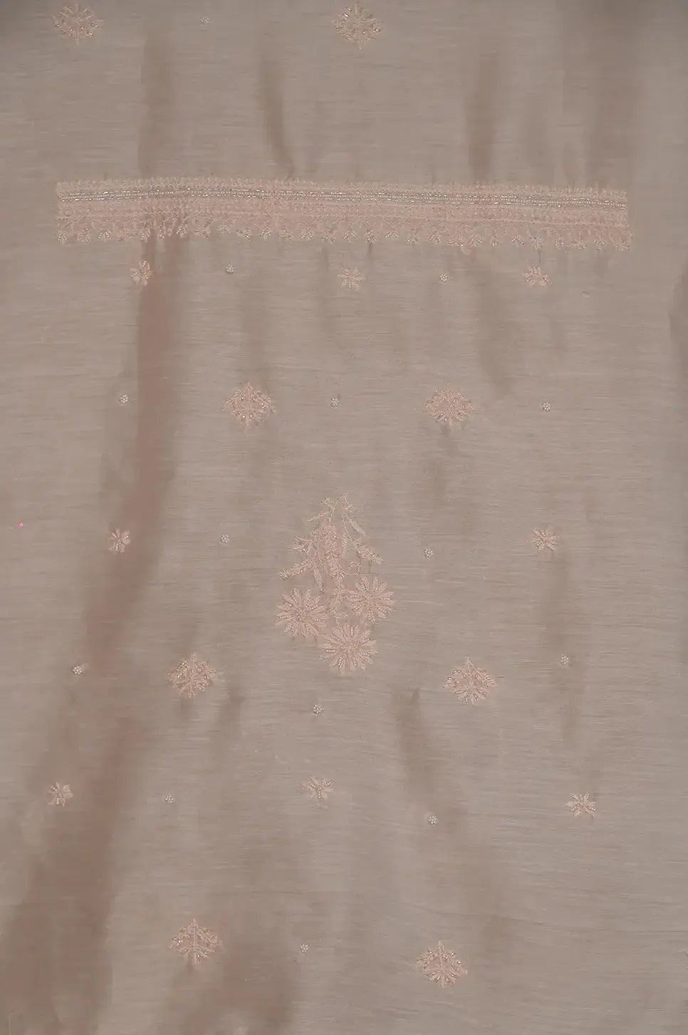 Chanderi Length with Dupatta - Peach: with Handcrafted Lucknawi Chikankari Embellishments