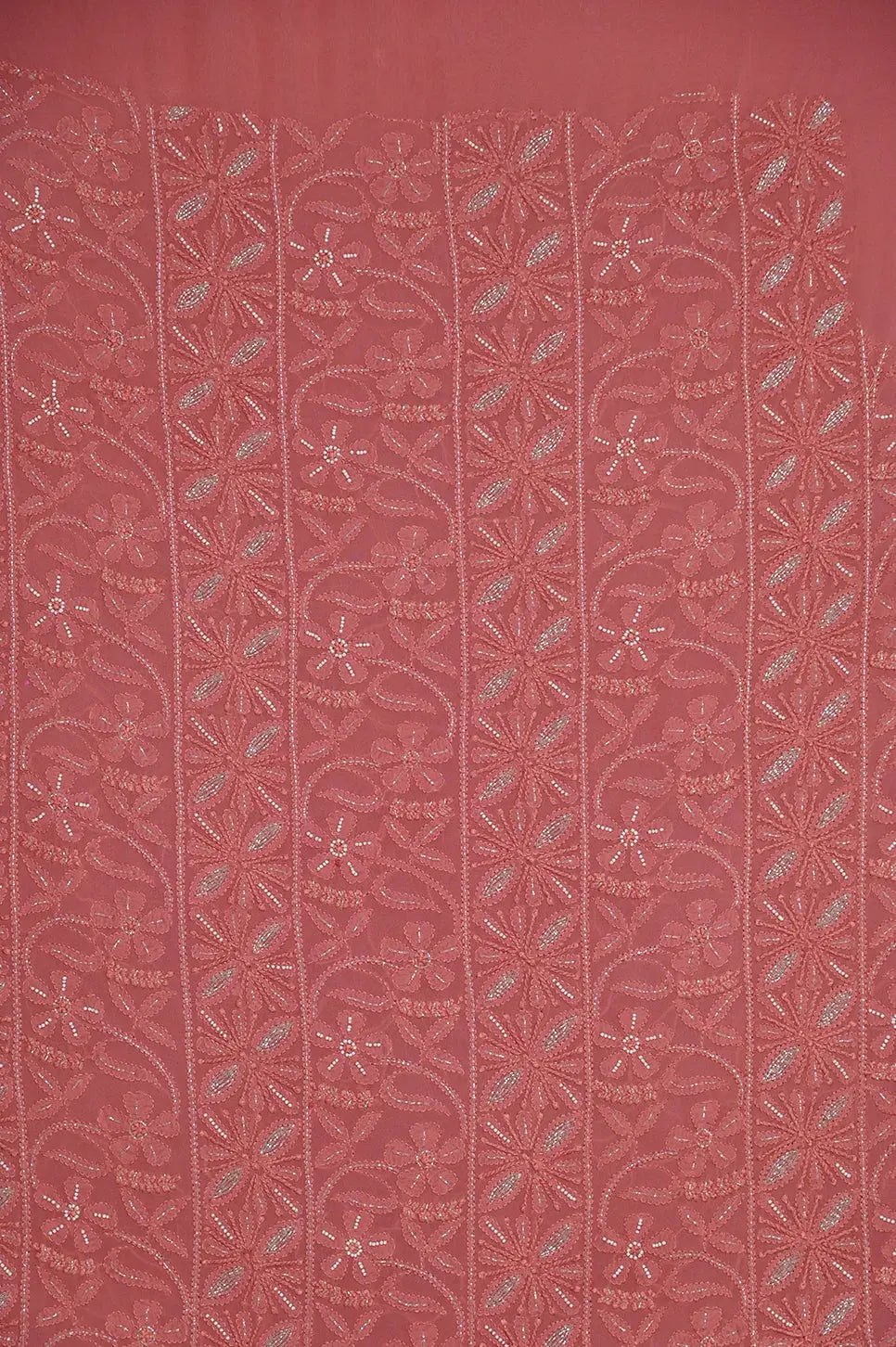 Viscose Length with Dupatta - Rosewood - Lucknawi Chikankari