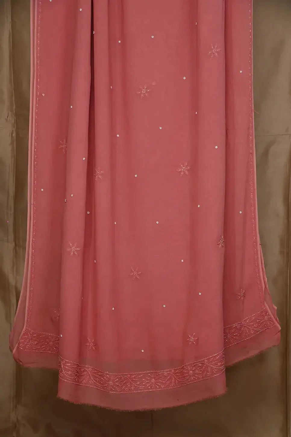 Viscose Length with Dupatta - Rosewood - Lucknawi Chikankari