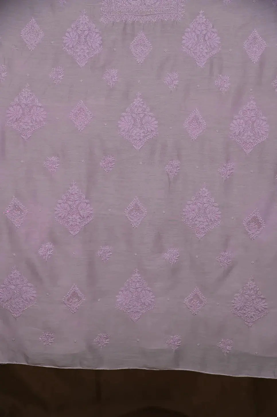 Chanderi Length with Dupatta - Pink-Fabric: featuring Authentic Lucknawi Chikankari Embroidery