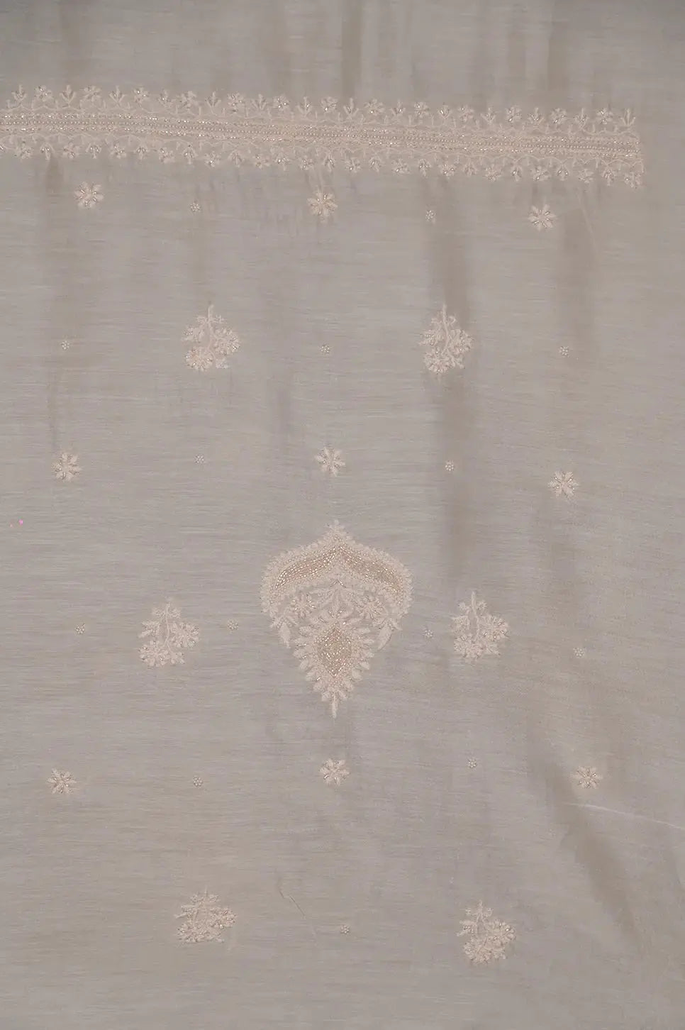 Chanderi Length with Dupatta - Peach: with Handcrafted Lucknawi Chikankari Embellishments