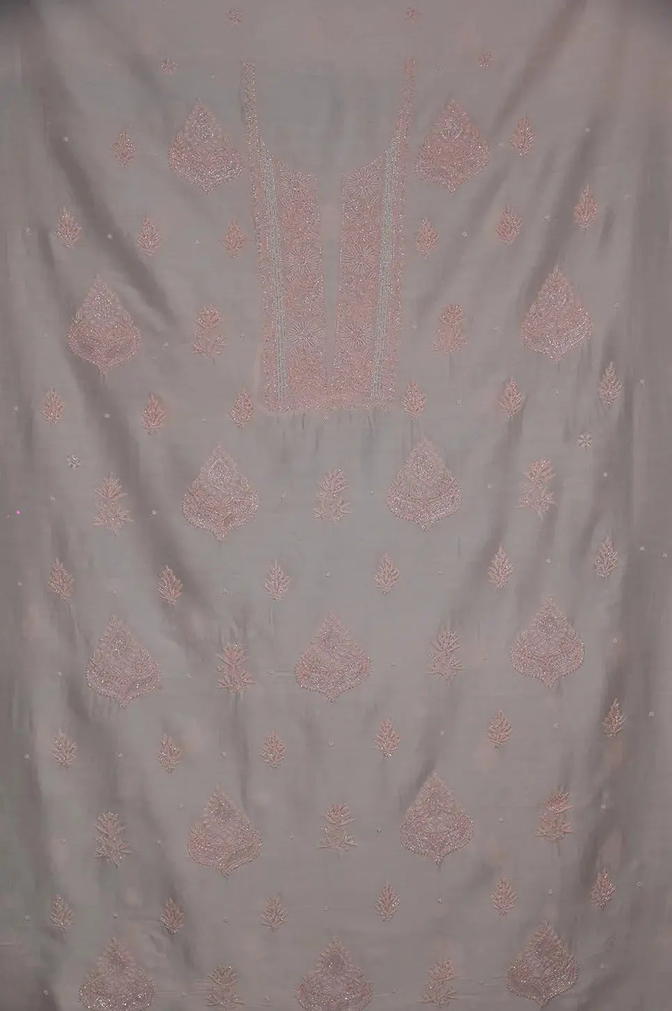 Chanderi Length with Dupatta - Light Pink - Lucknawi Chikankari