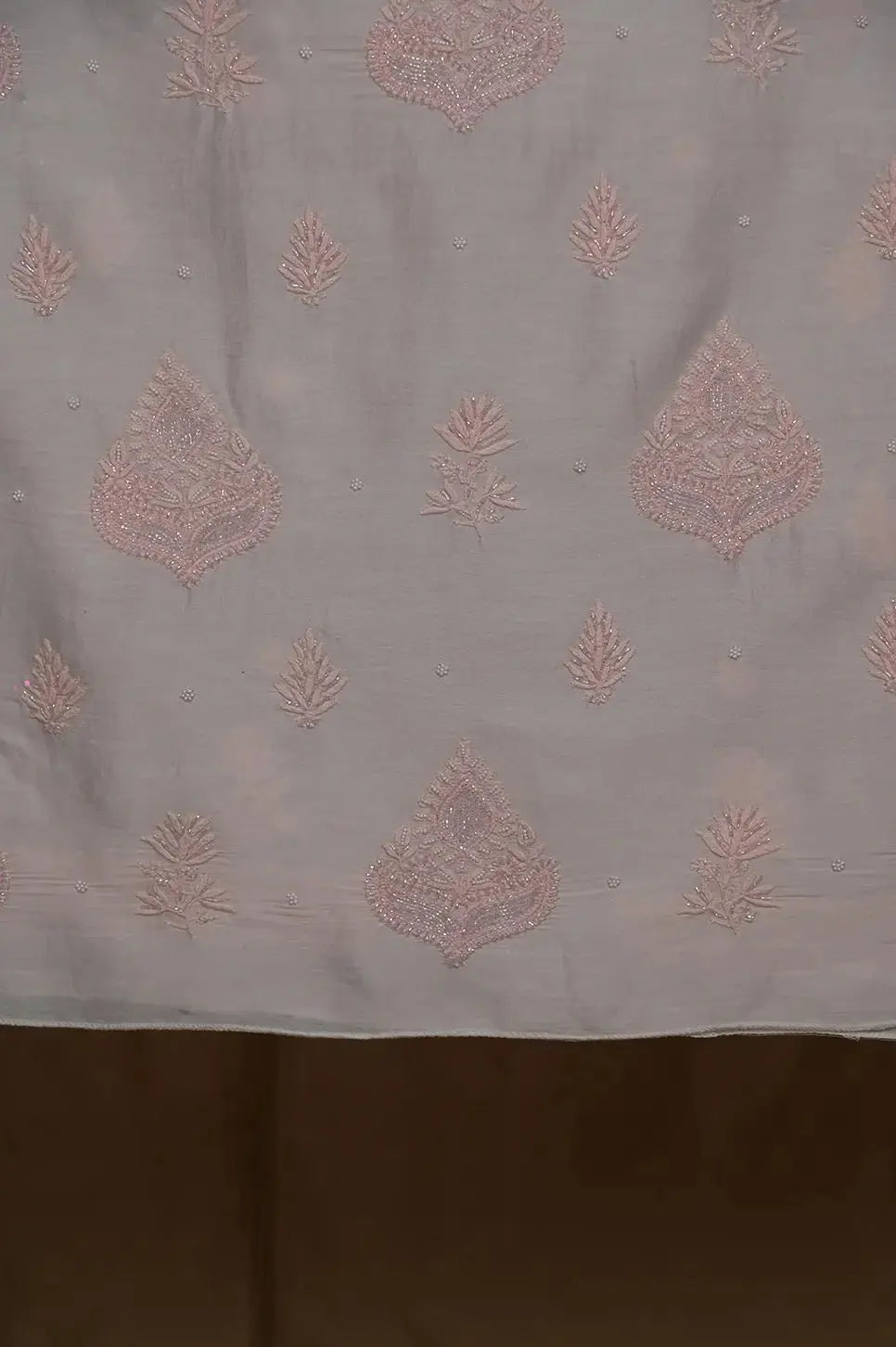 Chanderi Length with Dupatta - Light Pink - Lucknawi Chikankari