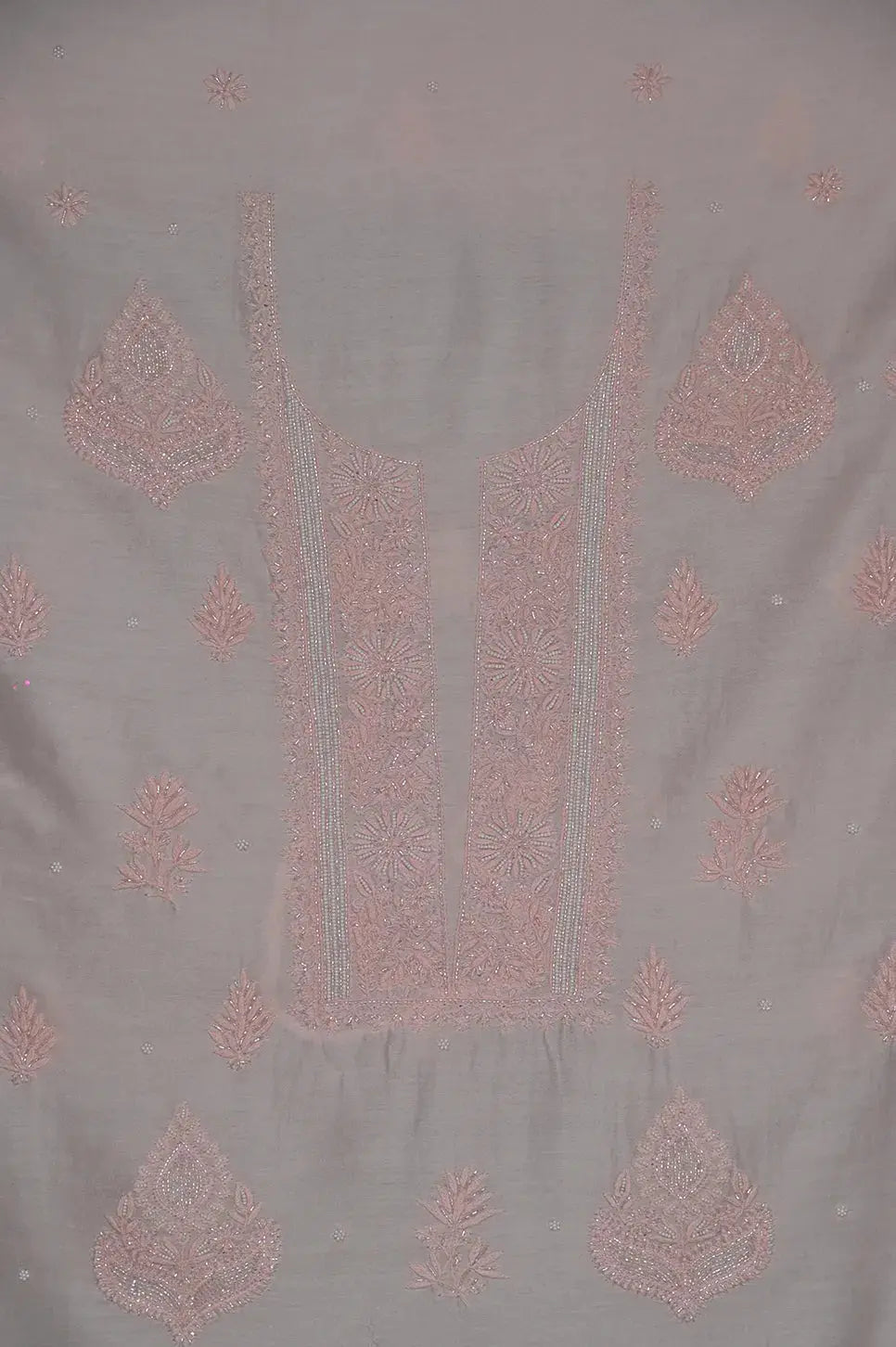 Chanderi Length with Dupatta - Light Pink - Lucknawi Chikankari