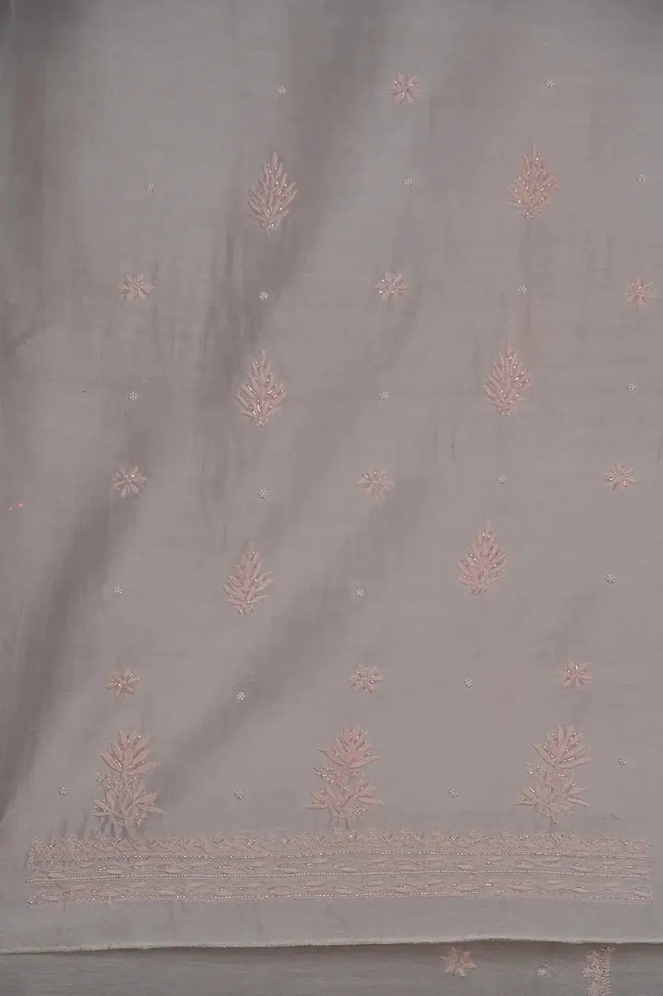 Chanderi Length with Dupatta - Light Pink - Lucknawi Chikankari