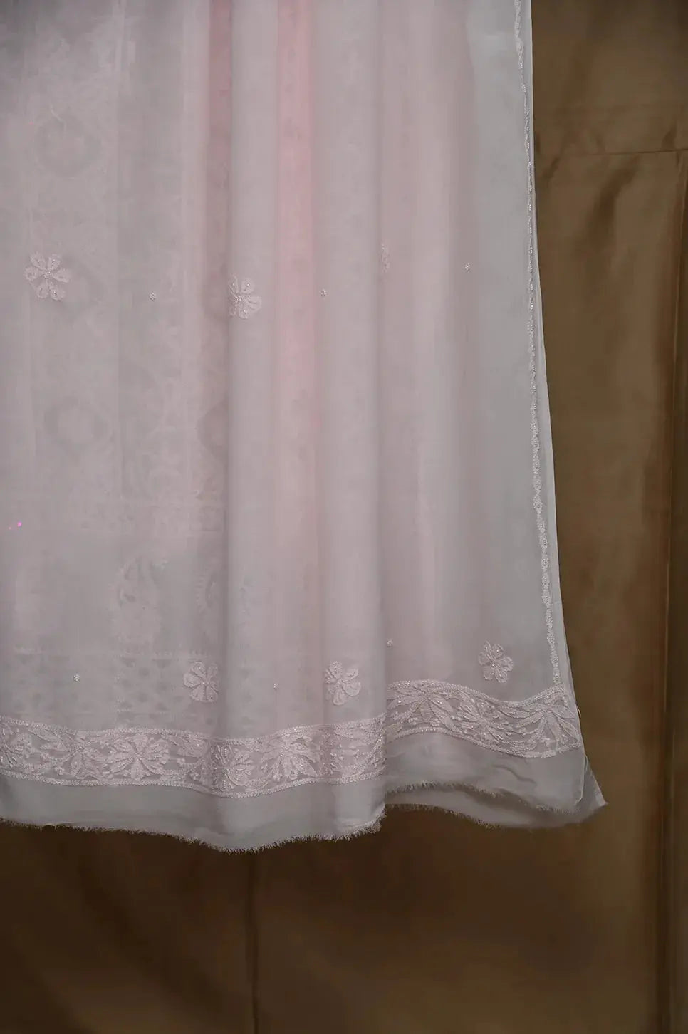 Viscose Length with Dupatta - Baby Pink - Lucknawi Chikankari