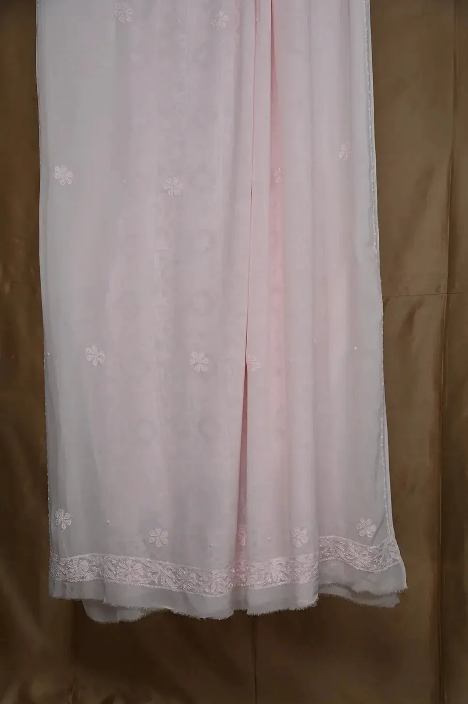 Viscose Length with Dupatta - Baby Pink - Lucknawi Chikankari