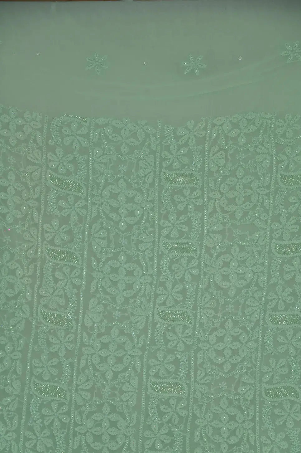 Viscose Length with Dupatta - Sage Green - Lucknawi Chikankari