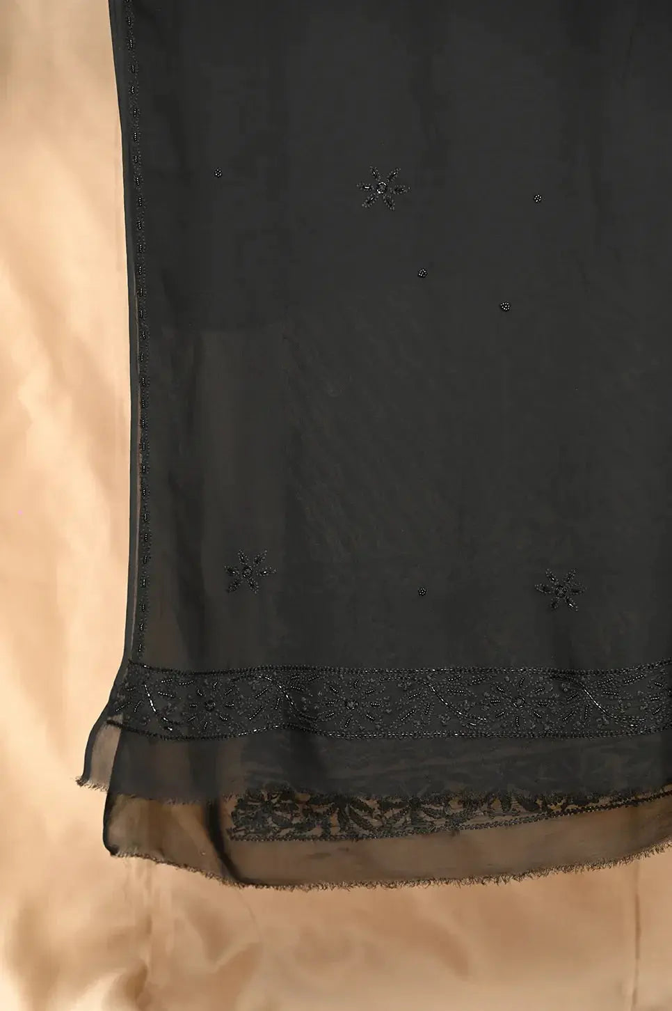 Viscose Length with Dupatta - Black - Lucknawi Chikankari