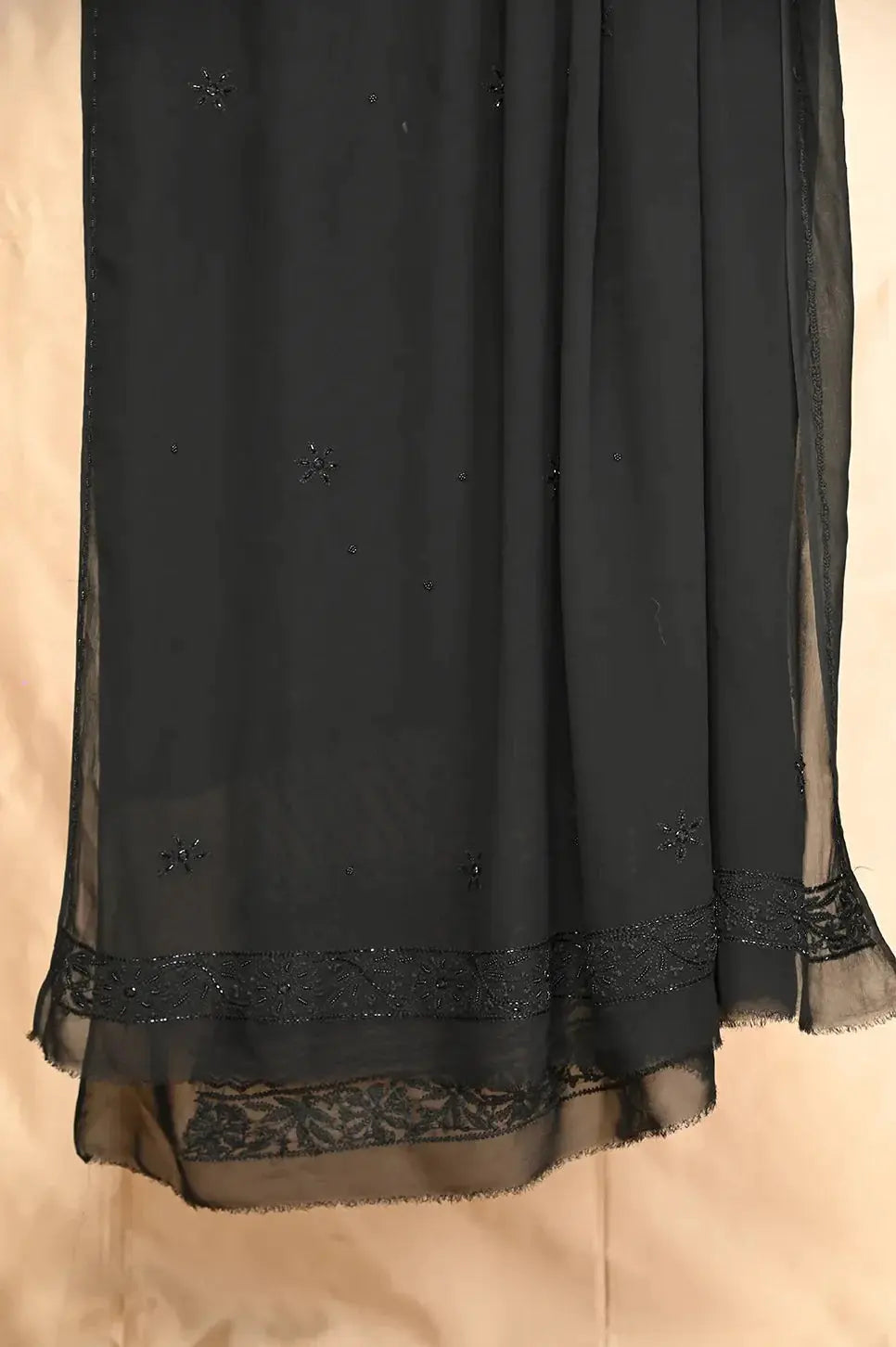 Viscose Length with Dupatta - Black - Lucknawi Chikankari