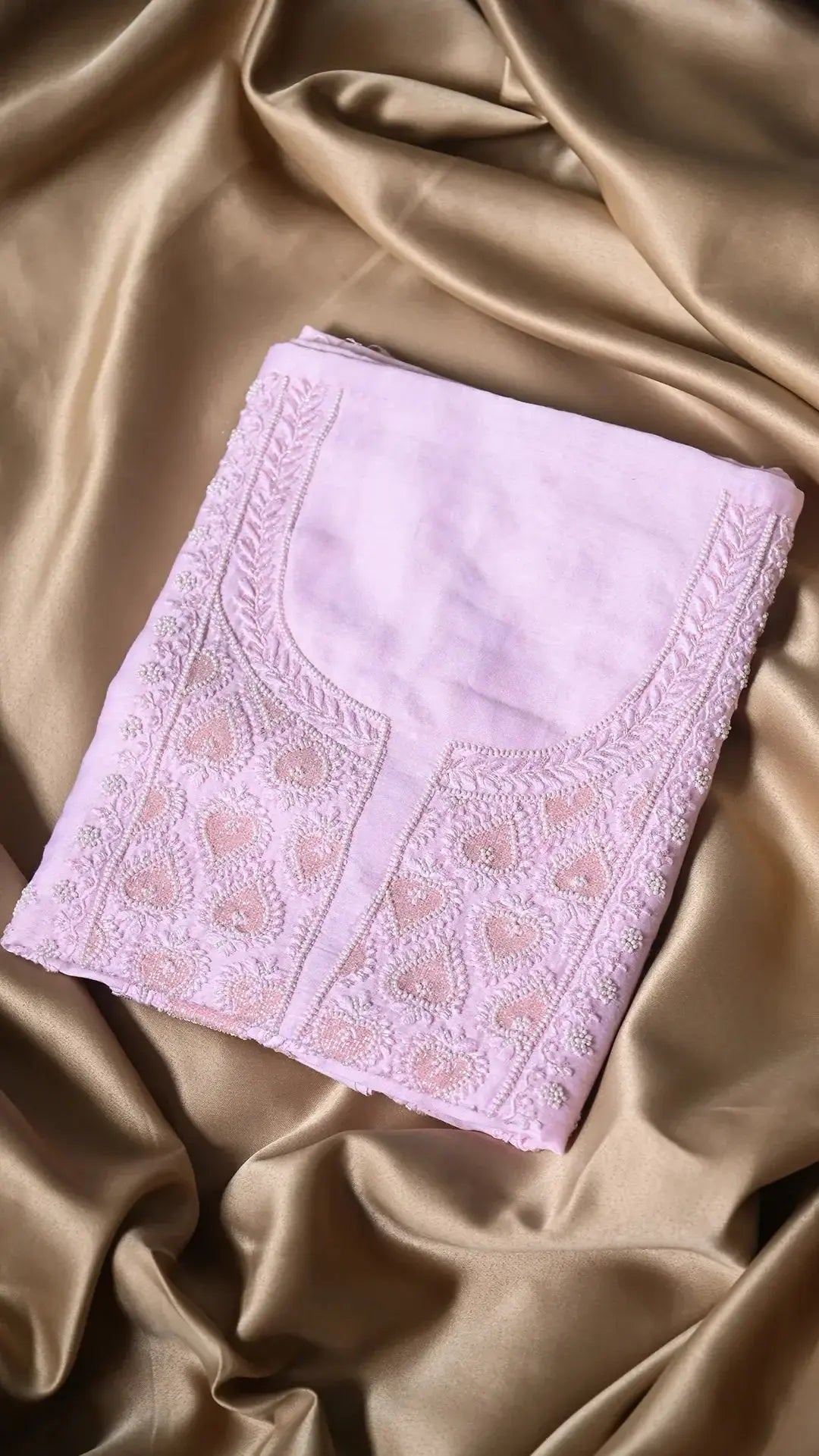 Chanderi Length with Dupatta - Pink-Fabric: featuring Authentic Lucknawi Chikankari Embroidery