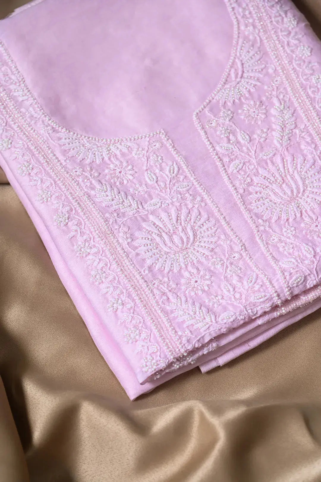 Chanderi Length with Dupatta - Baby Pink: Handcrafted Lucknawi Chikankari Embellishments