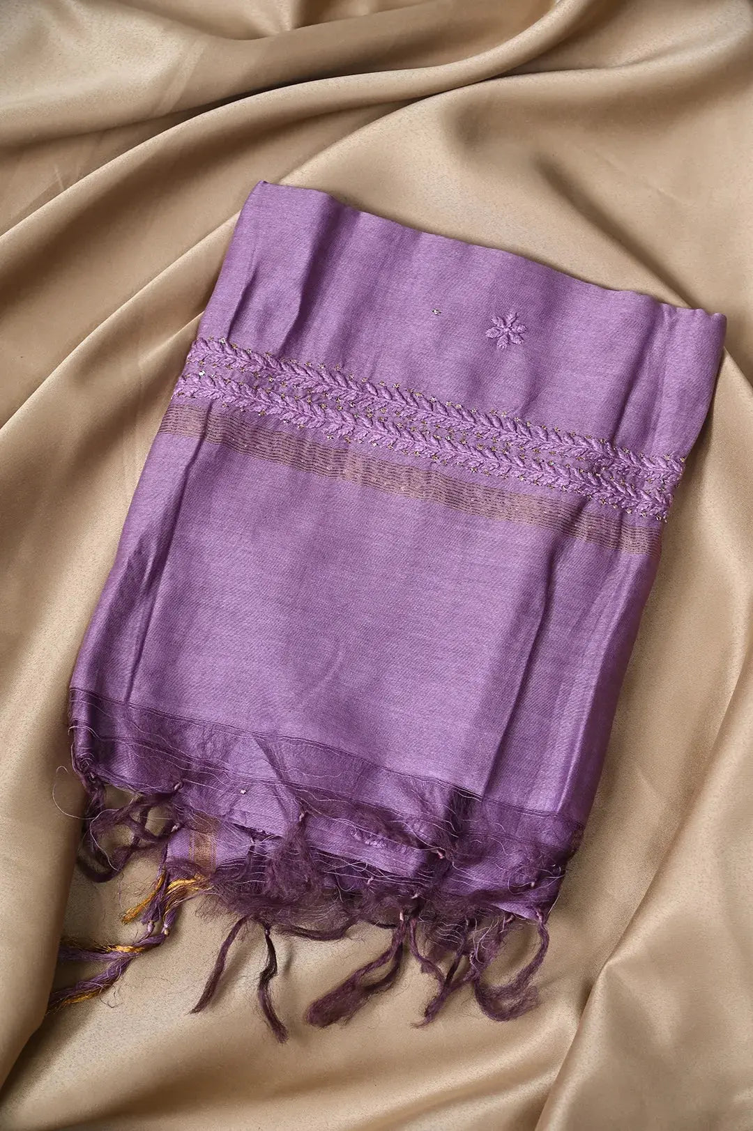 Chanderi Length Mukaish with Dupatta - Deep Purple: featuring Authentic Lucknawi Chikankari Embroidery