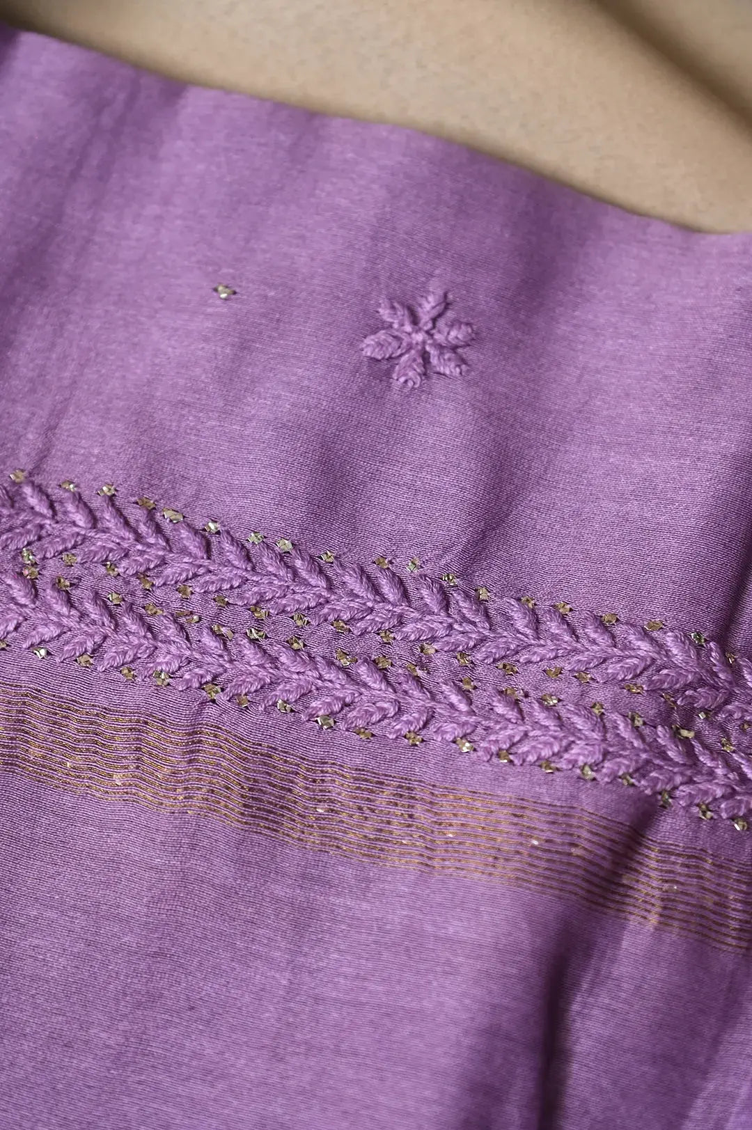 Chanderi Length Mukaish with Dupatta - Deep Purple: featuring Authentic Lucknawi Chikankari Embroidery