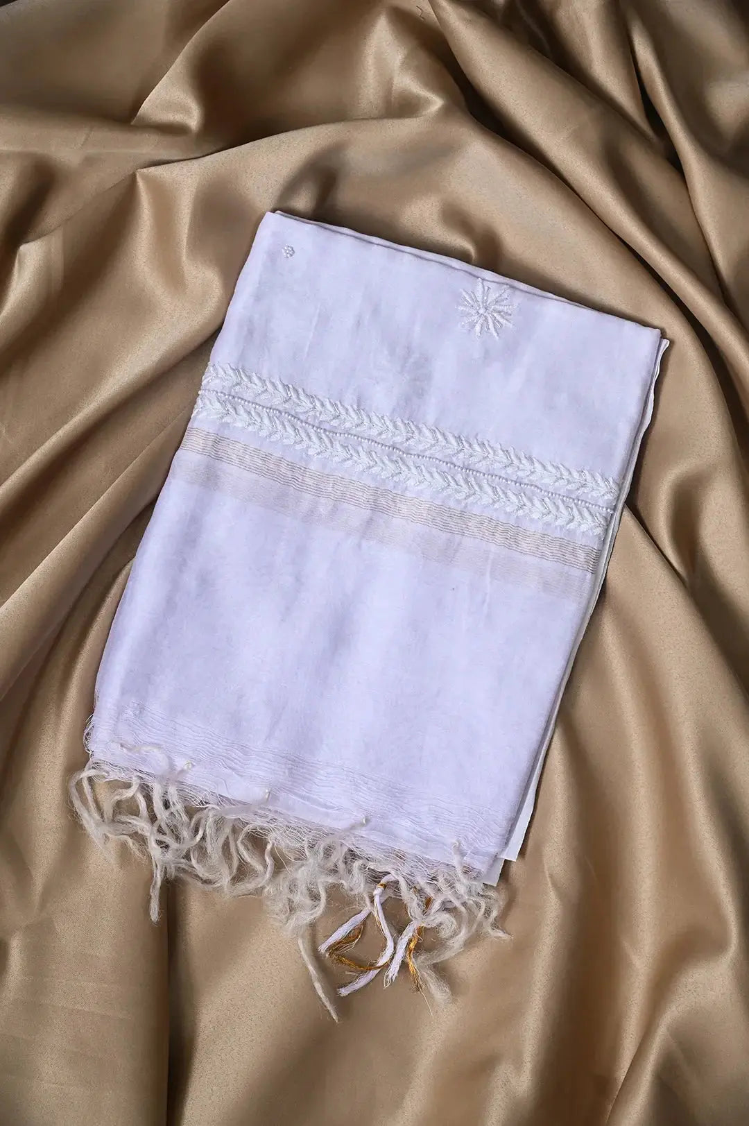 Chanderi Length with Dupatta - Lilac: Elegance in Handcrafted Lucknawi Chikankari Embroidery