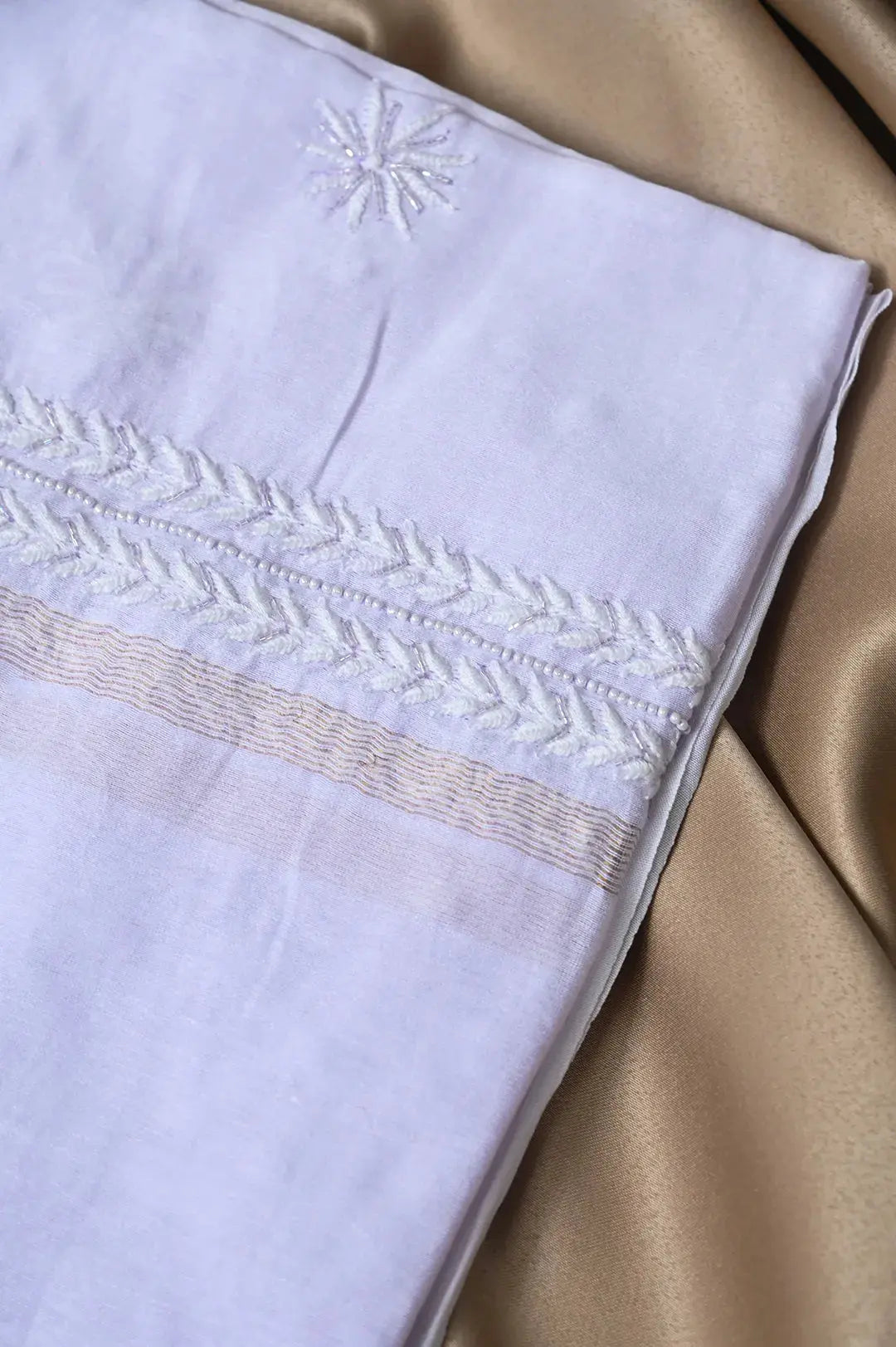 Chanderi Length with Dupatta - Lilac: Elegance in Handcrafted Lucknawi Chikankari Embroidery