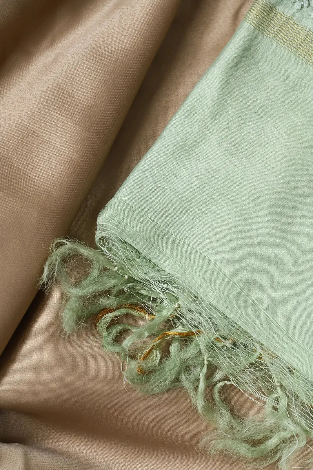 Chanderi Length with Dupatta - Sage Green: adorned with Authentic Lucknawi Chikankari Details