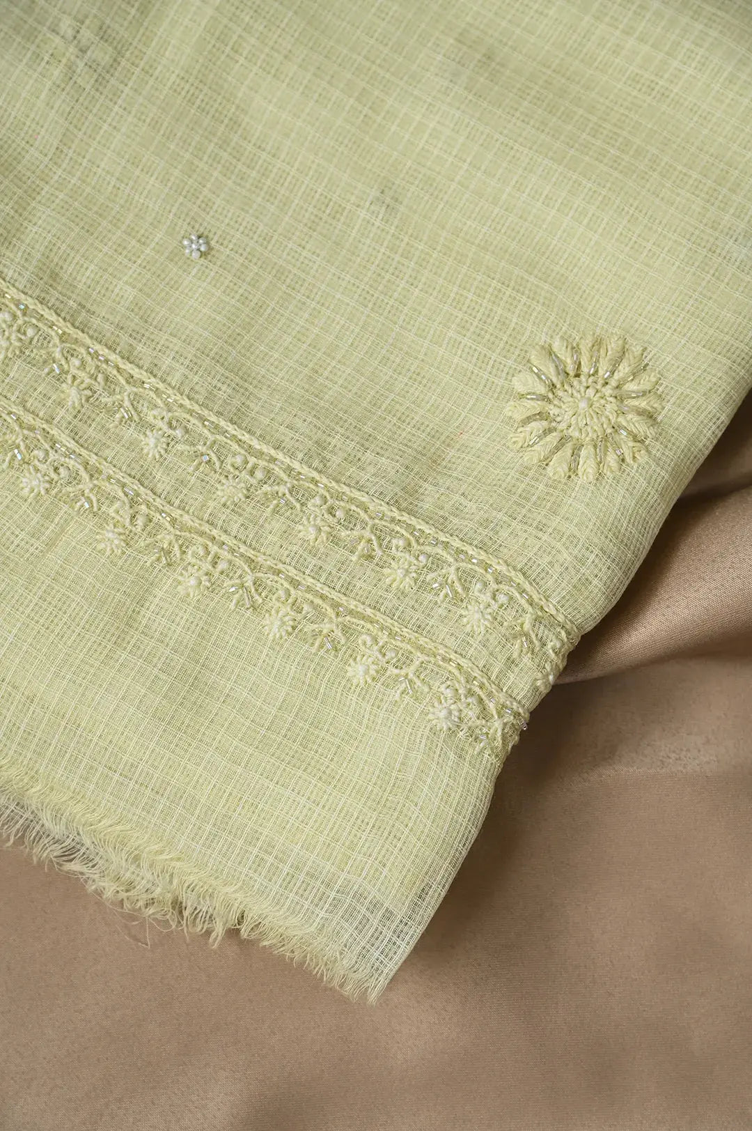 Kota Length with Dupatta - Grape Green (Pearl Work): Luxurious Graceful Embroidery