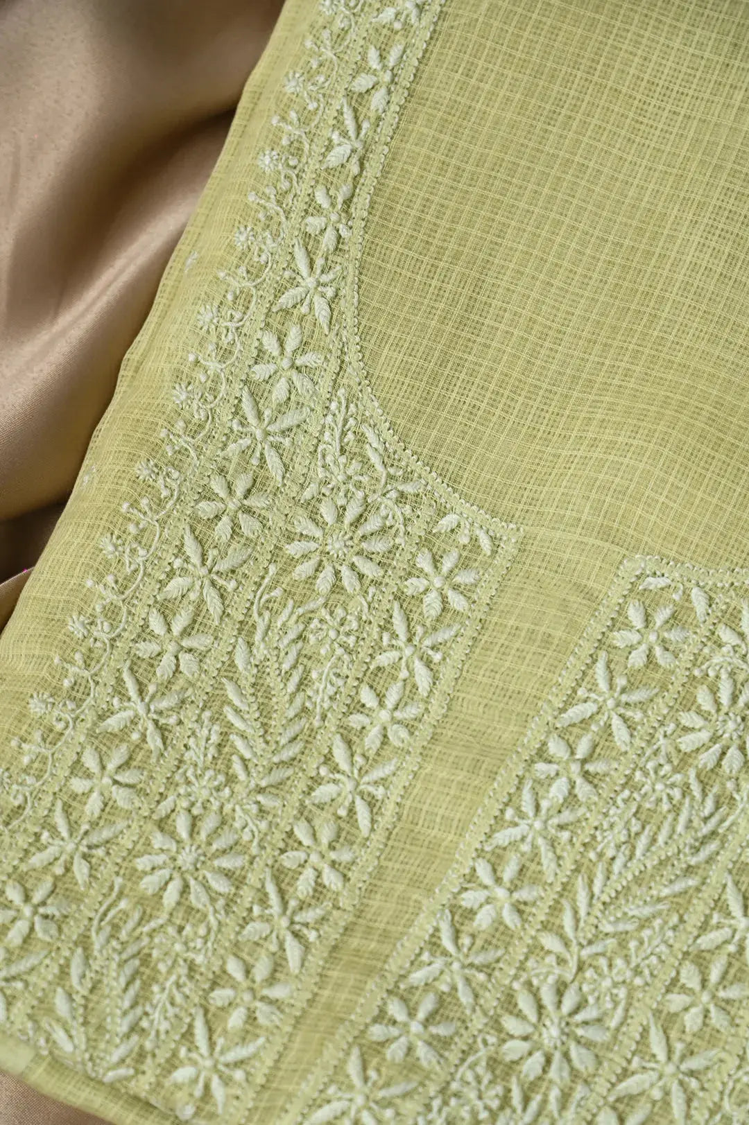 Kota Length with Dupatta - Grape Green: Luxurious Graceful Embroidery