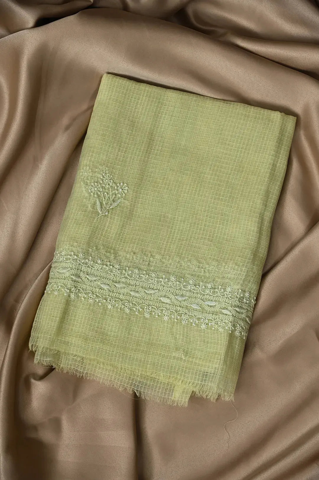 Kota Length with Dupatta - Grape Green: Luxurious Graceful Embroidery