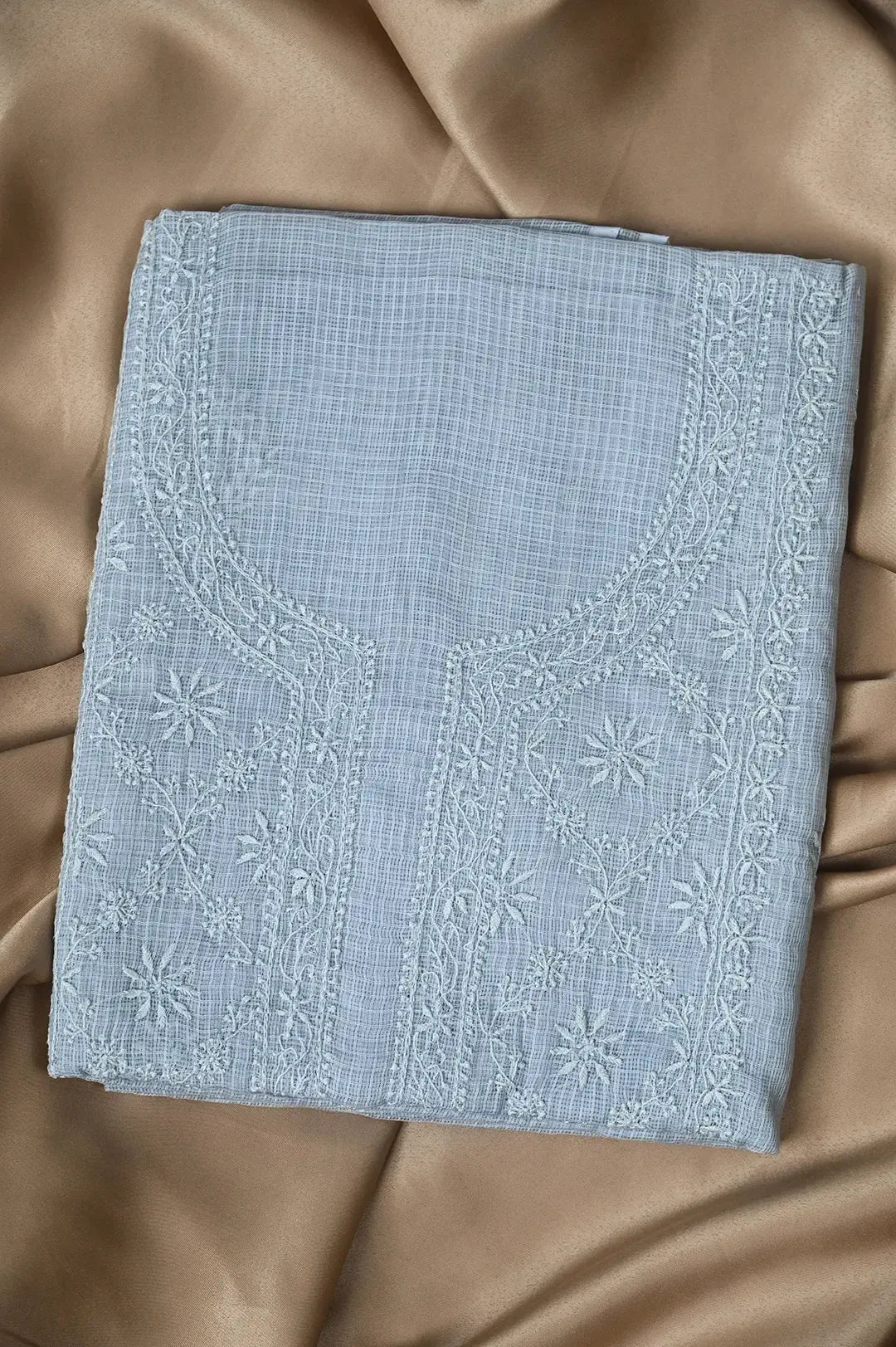 Kota Length with Dupatta - Grey: Elegant Lucknawi Traditional Chikankari Style