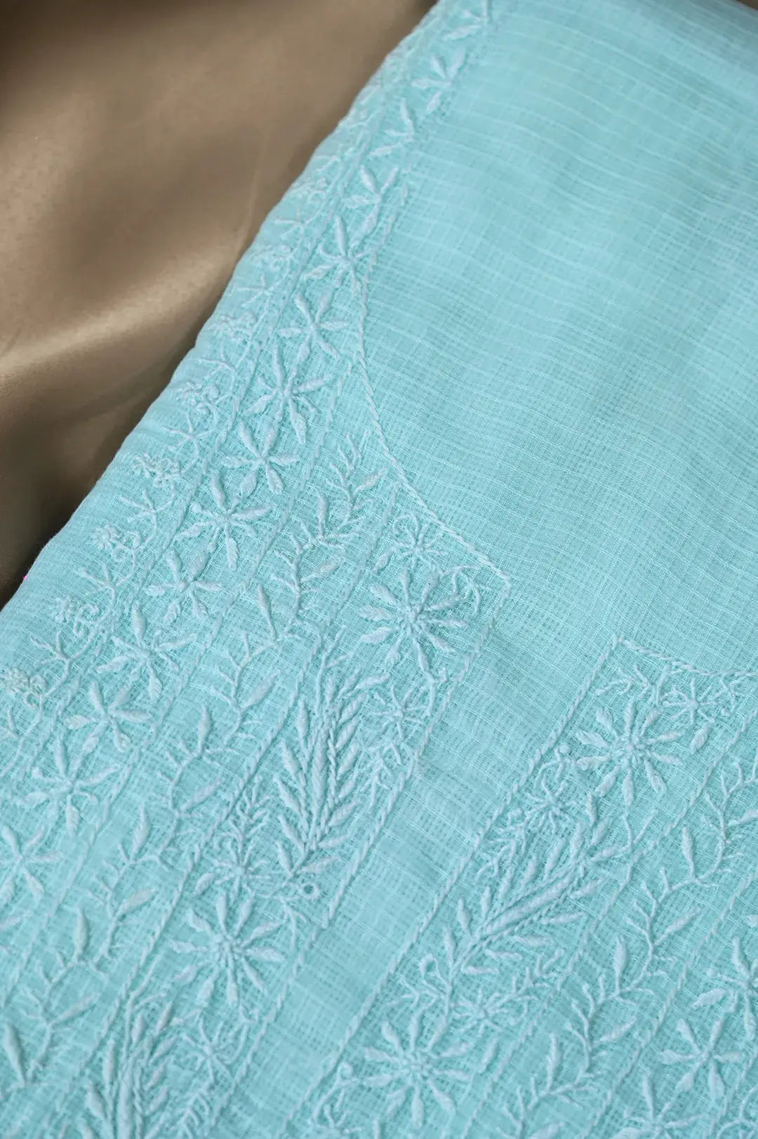 Kota Length with Dupatta - Cyan Blue: Authentic Handcrafted Elegant Lucknawi Craft