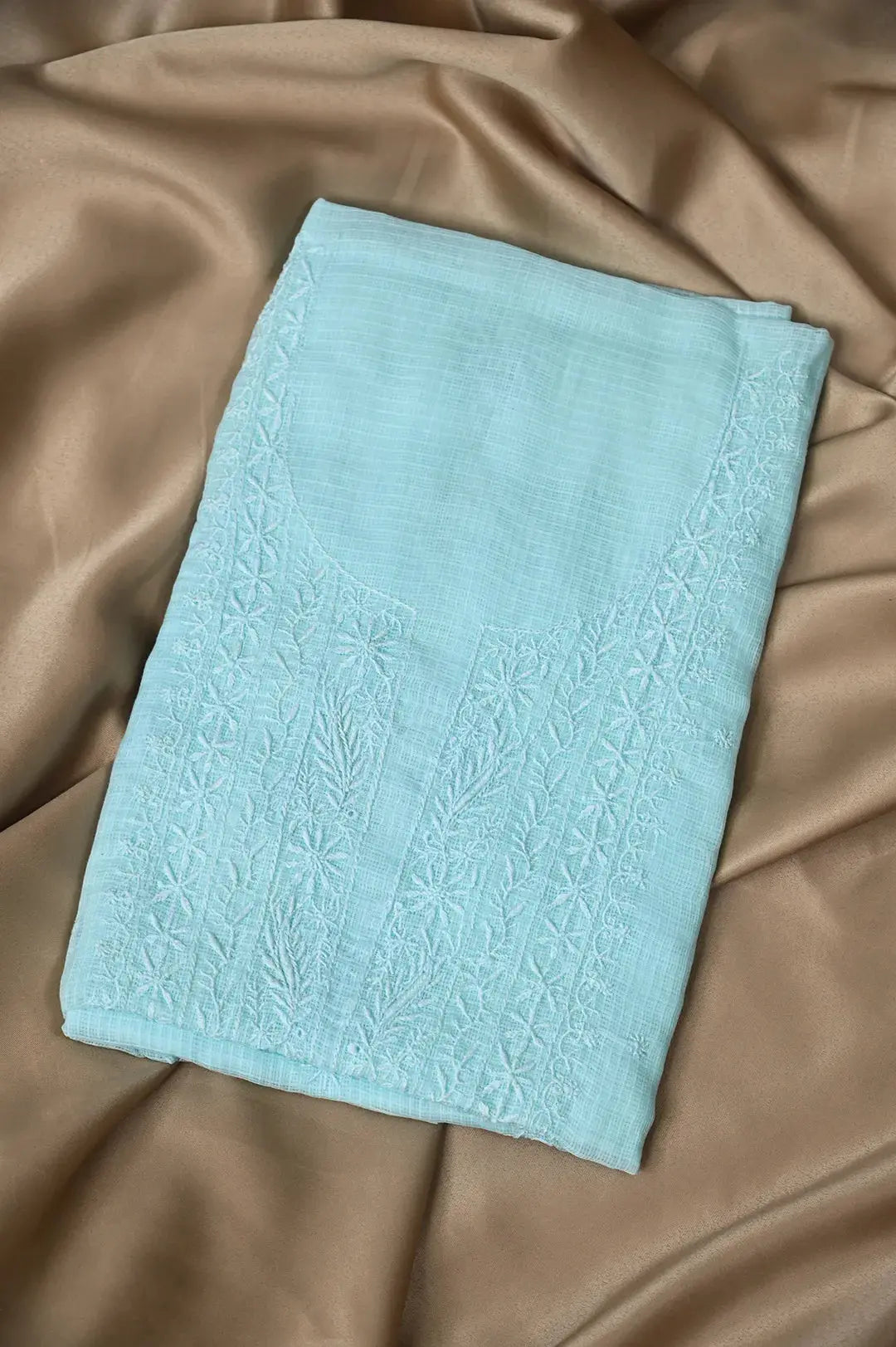 Kota Length with Dupatta - Cyan Blue: Authentic Handcrafted Elegant Lucknawi Craft