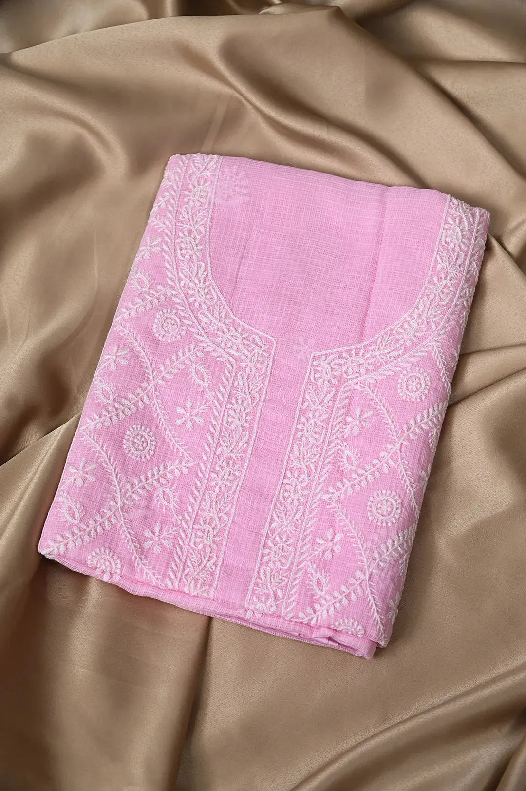 Kota Length with Dupatta - Pink: Authentic Chikankari Beauty