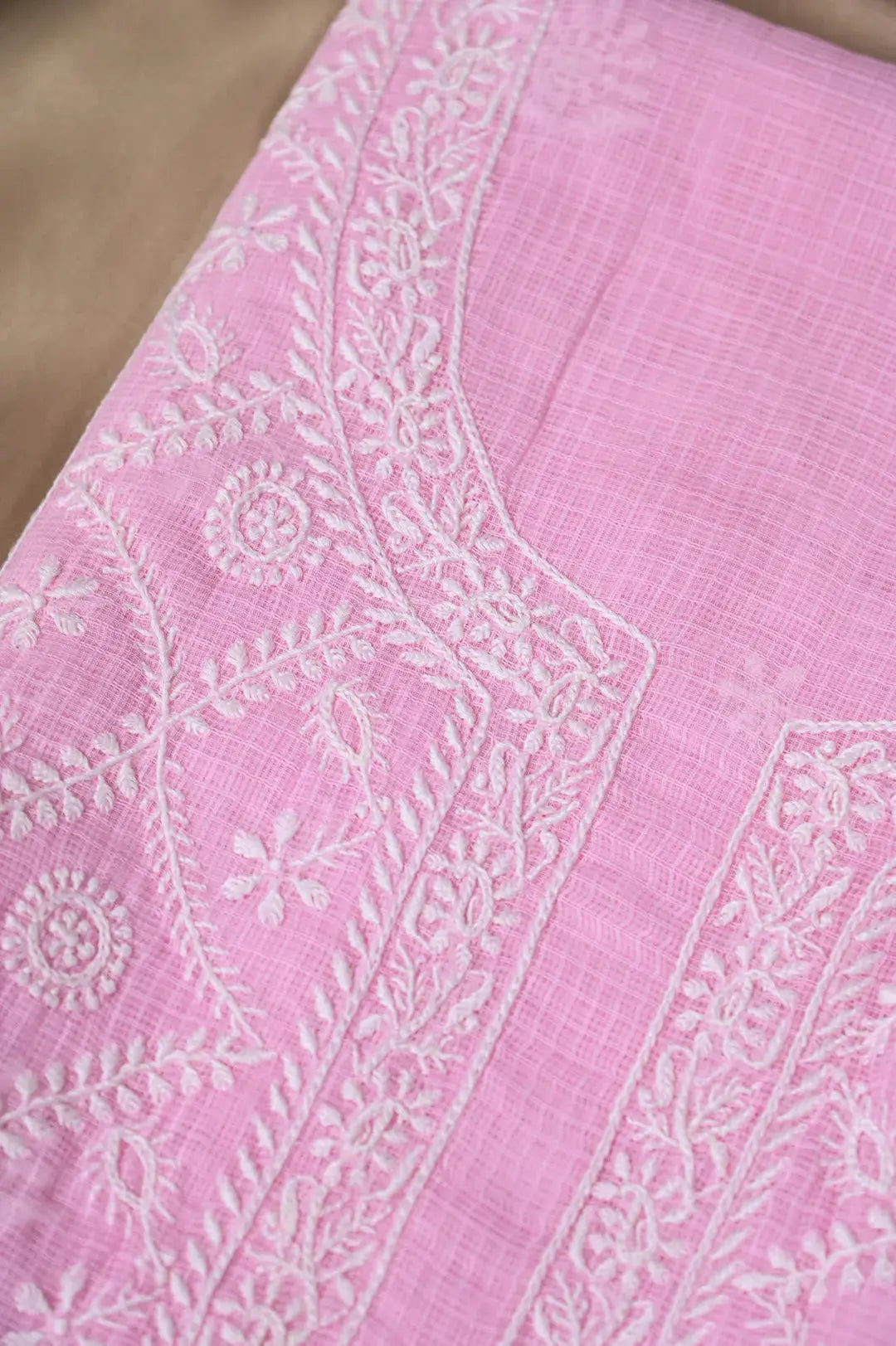 Kota Length with Dupatta - Pink: Authentic Chikankari Beauty