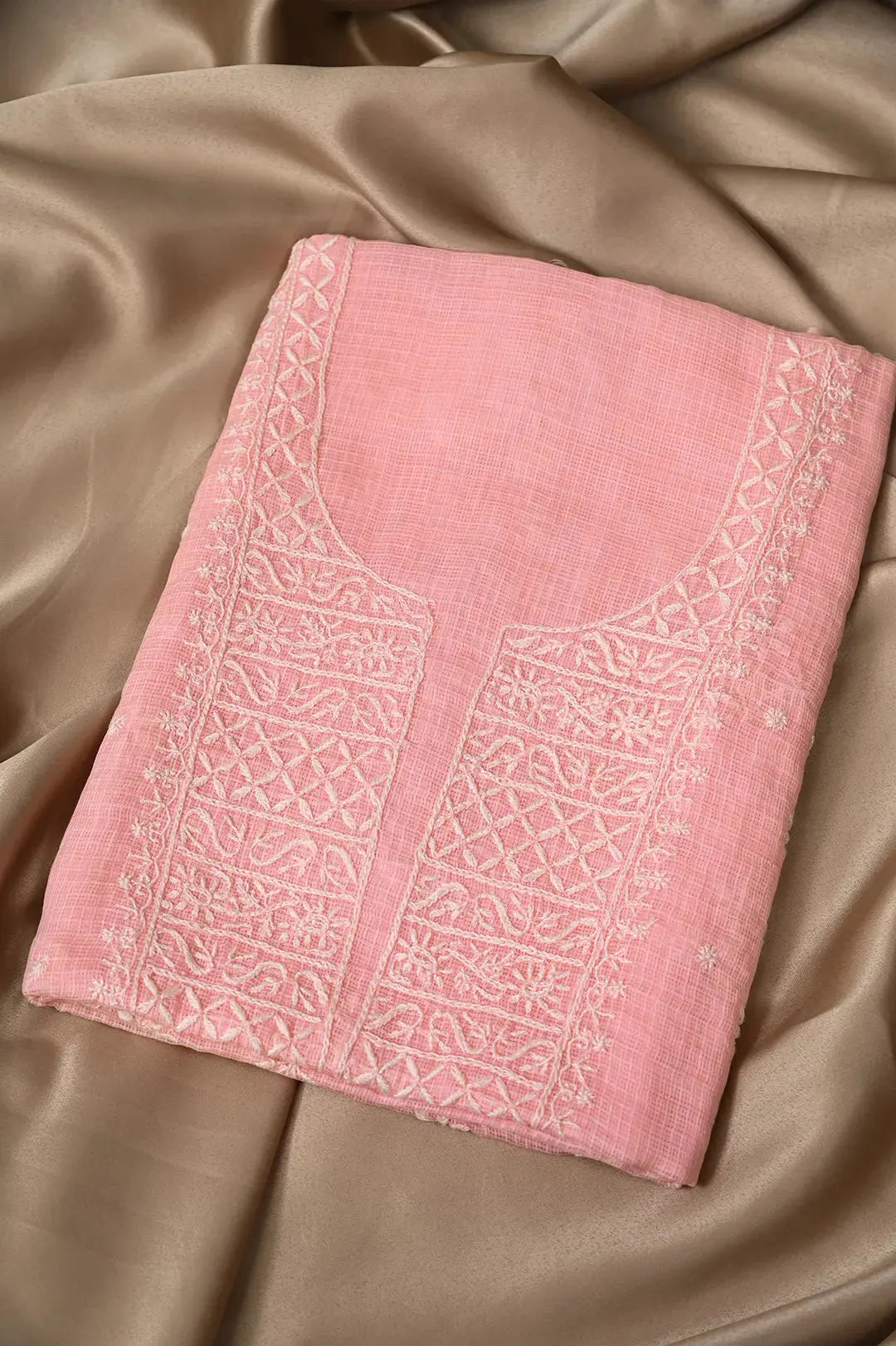 Kota Length with Dupatta - Peach: Luxurious Graceful Embroidery