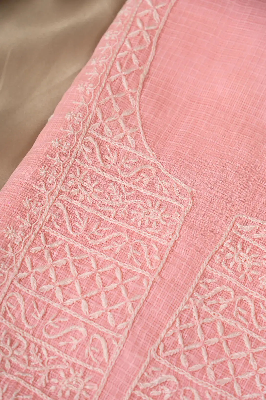 Kota Length with Dupatta - Peach: Luxurious Graceful Embroidery