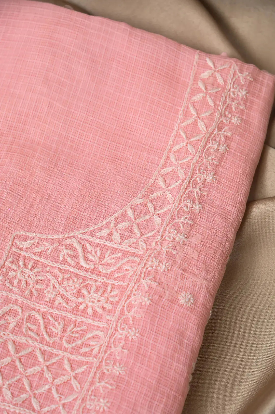 Kota Length with Dupatta - Peach: Luxurious Graceful Embroidery