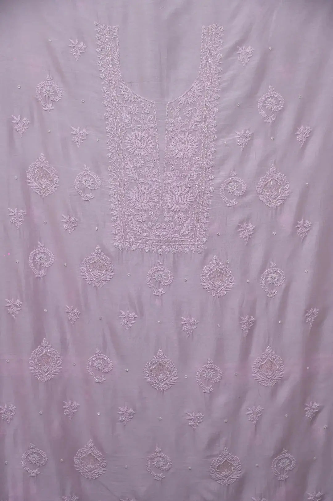 Chanderi Length with Dupatta - Baby Pink: Handcrafted Lucknawi Chikankari Embellishments