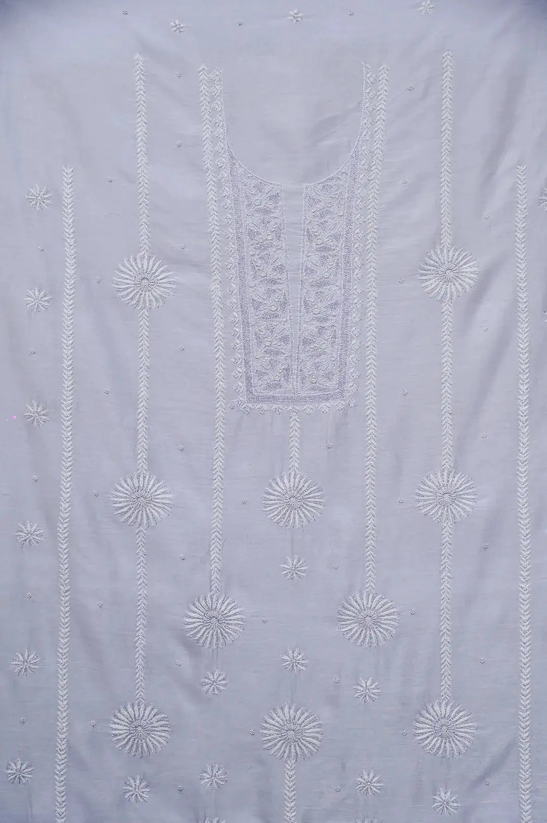 Chanderi Length with Dupatta - Lilac: Elegance in Handcrafted Lucknawi Chikankari Embroidery