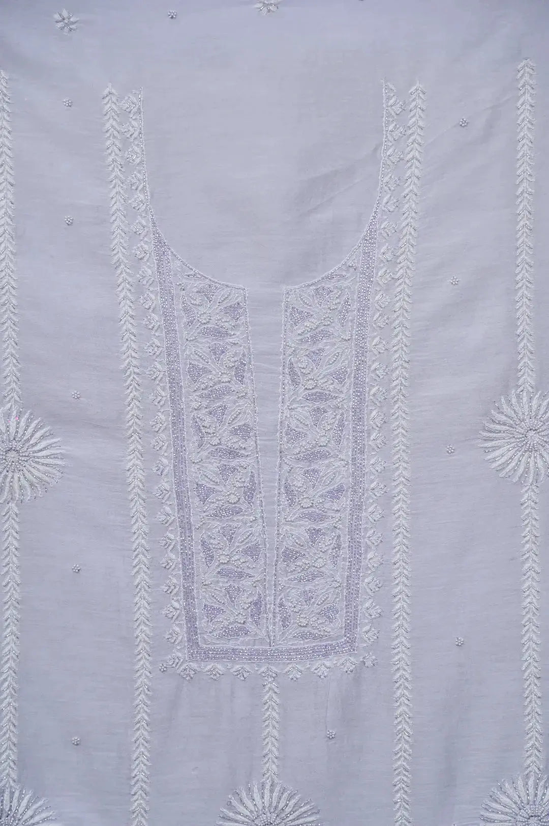 Chanderi Length with Dupatta - Lilac: Elegance in Handcrafted Lucknawi Chikankari Embroidery