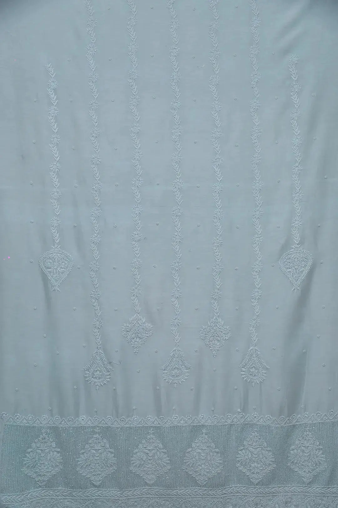 Chanderi Length with Dupatta - Baby Blue: Authentic Handcrafted Elegance with Lucknawi Chikankari Embroidery