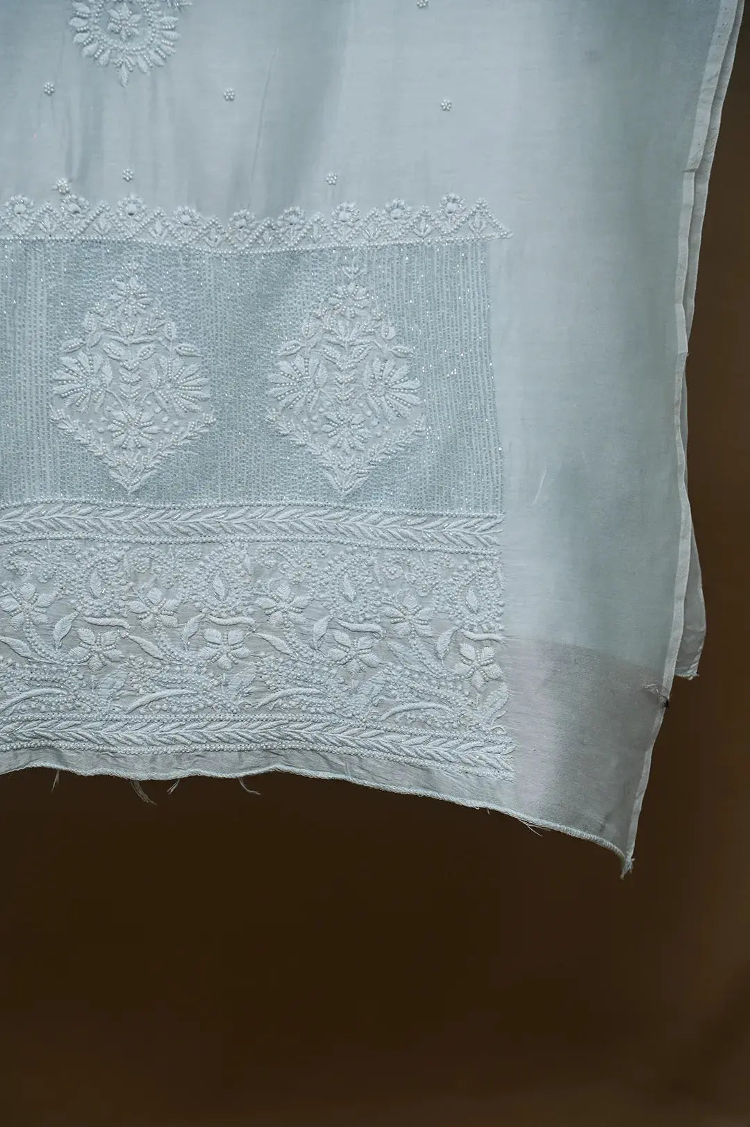 Chanderi Length with Dupatta - Baby Blue: Authentic Handcrafted Elegance with Lucknawi Chikankari Embroidery