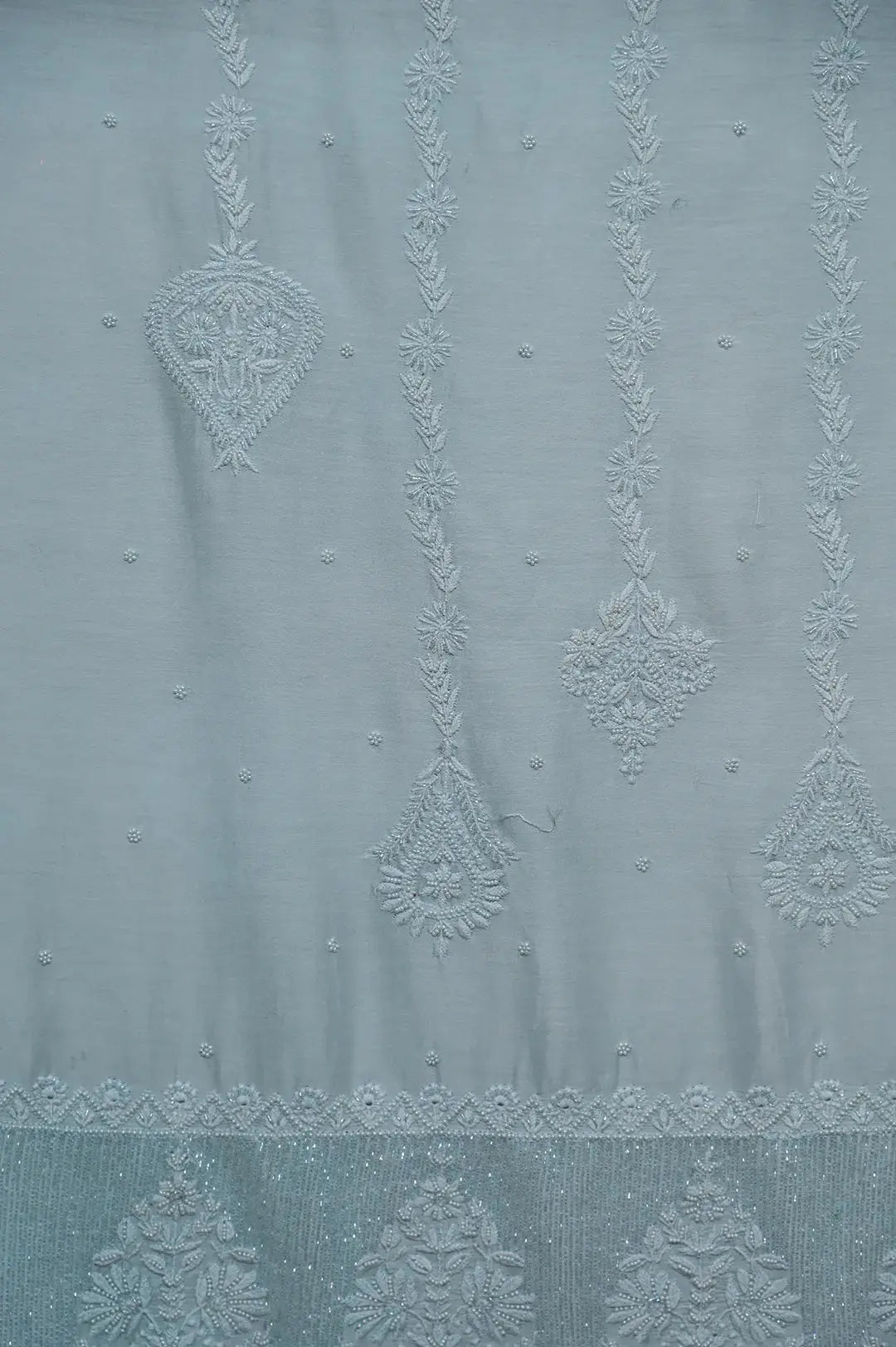 Chanderi Length with Dupatta - Baby Blue: Authentic Handcrafted Elegance with Lucknawi Chikankari Embroidery