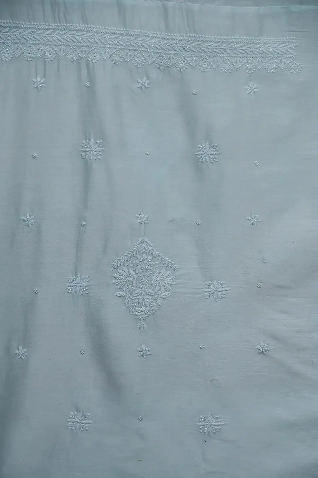 Chanderi Length with Dupatta - Baby Blue: Authentic Handcrafted Elegance with Lucknawi Chikankari Embroidery