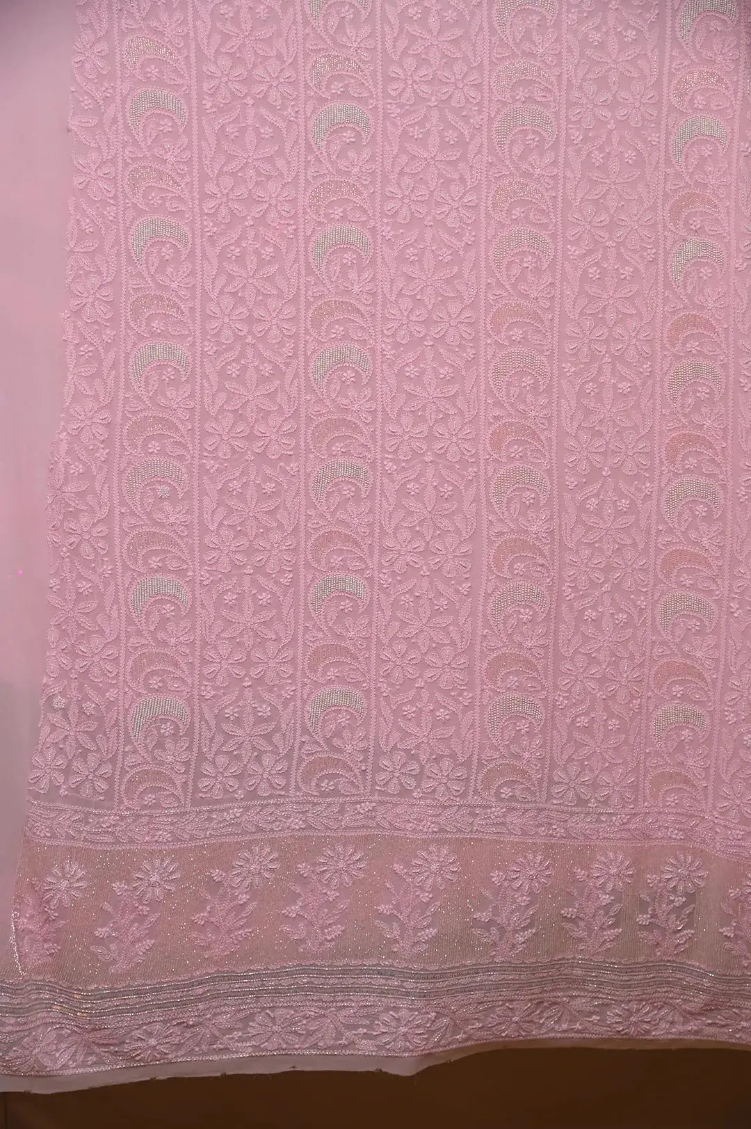 Viscose Length with Dupatta - Bubblegum Pink - Lucknawi Chikankari