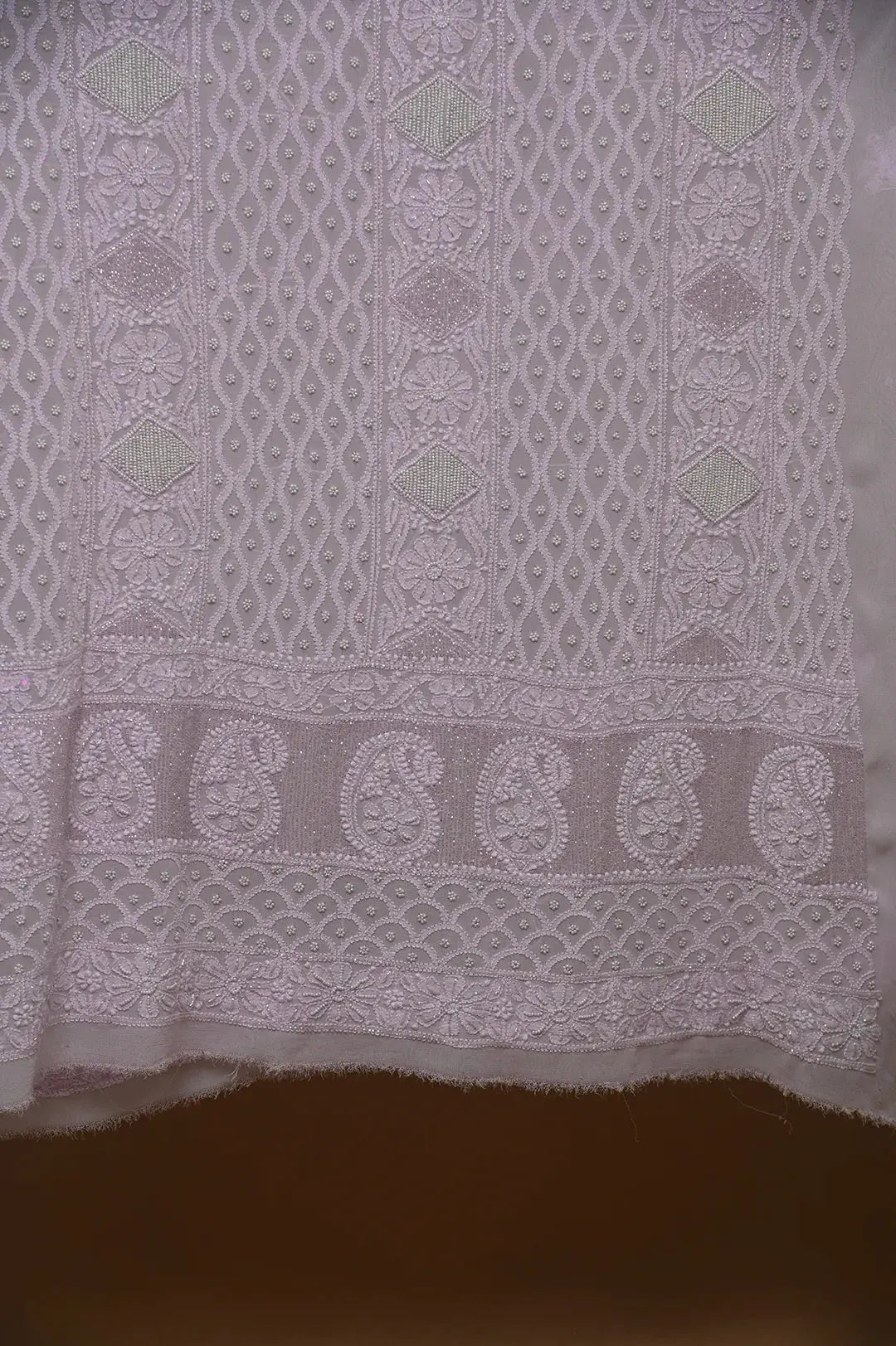 Viscose Length with Dupatta - Lilac - Lucknawi Chikankari