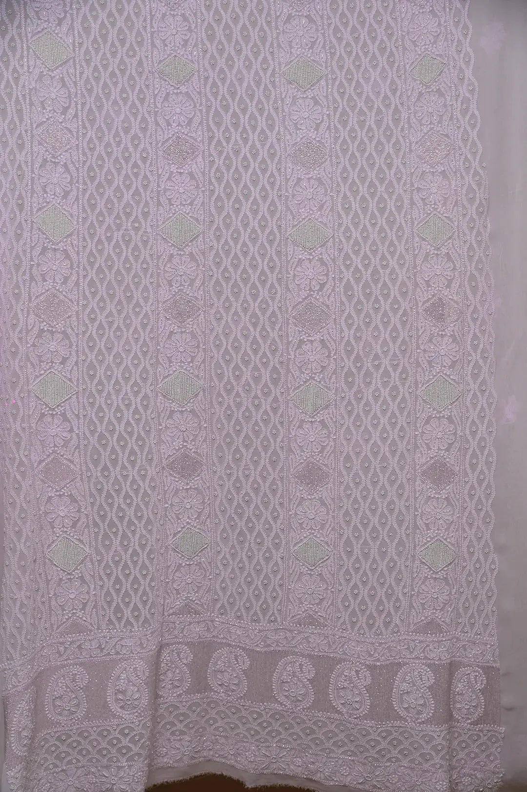 Viscose Length with Dupatta - Lilac - Lucknawi Chikankari