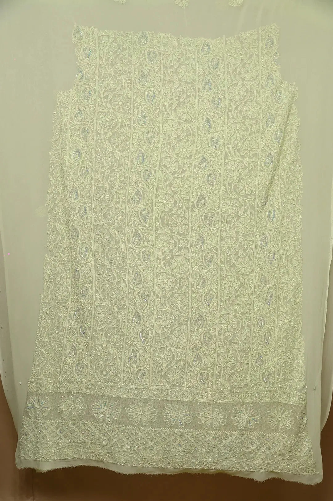 Viscose Length with Dupatta - Sheen Green - Lucknawi Chikankari