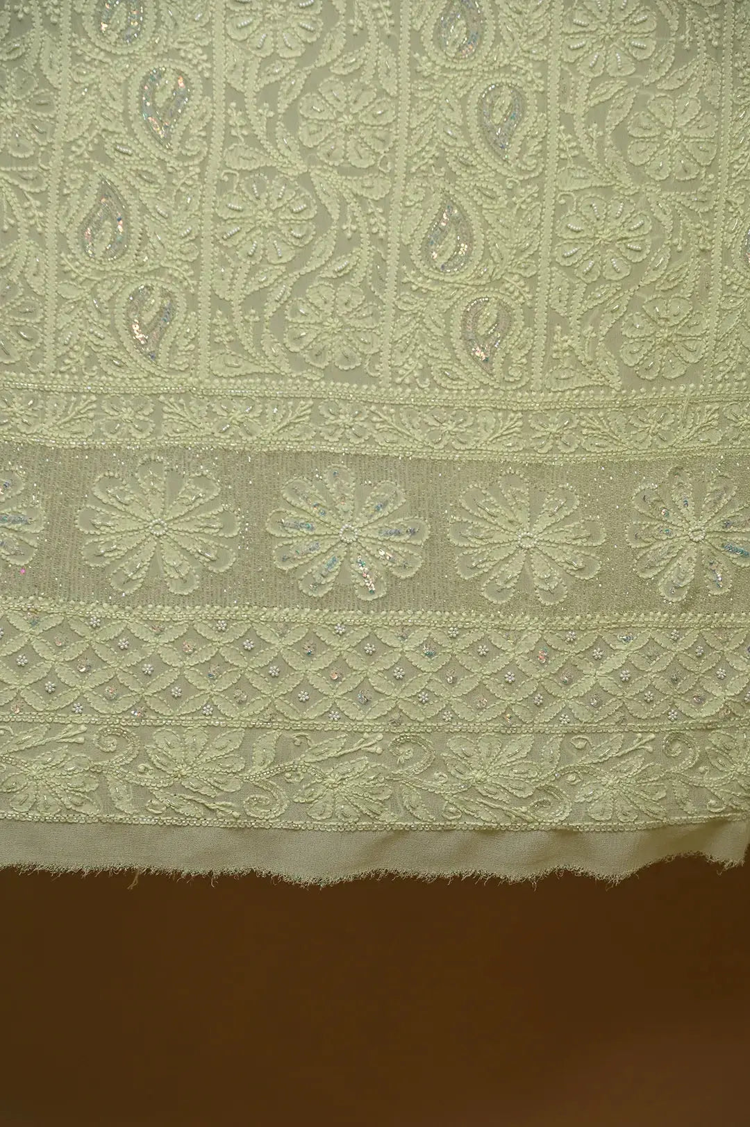 Viscose Length with Dupatta - Sheen Green - Lucknawi Chikankari